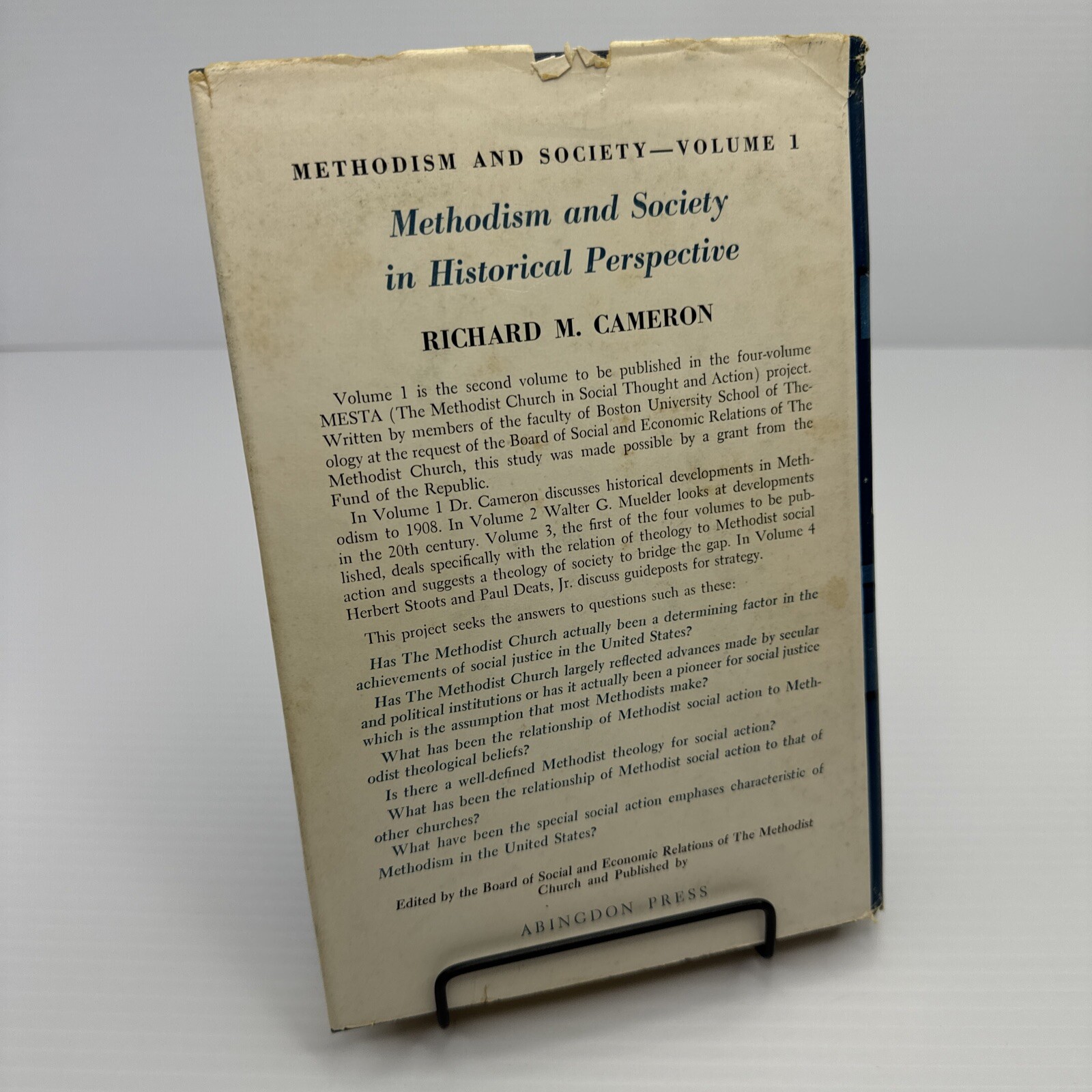 Methodism and Society in Historical Perspective Richard Cameron Volume One 1961