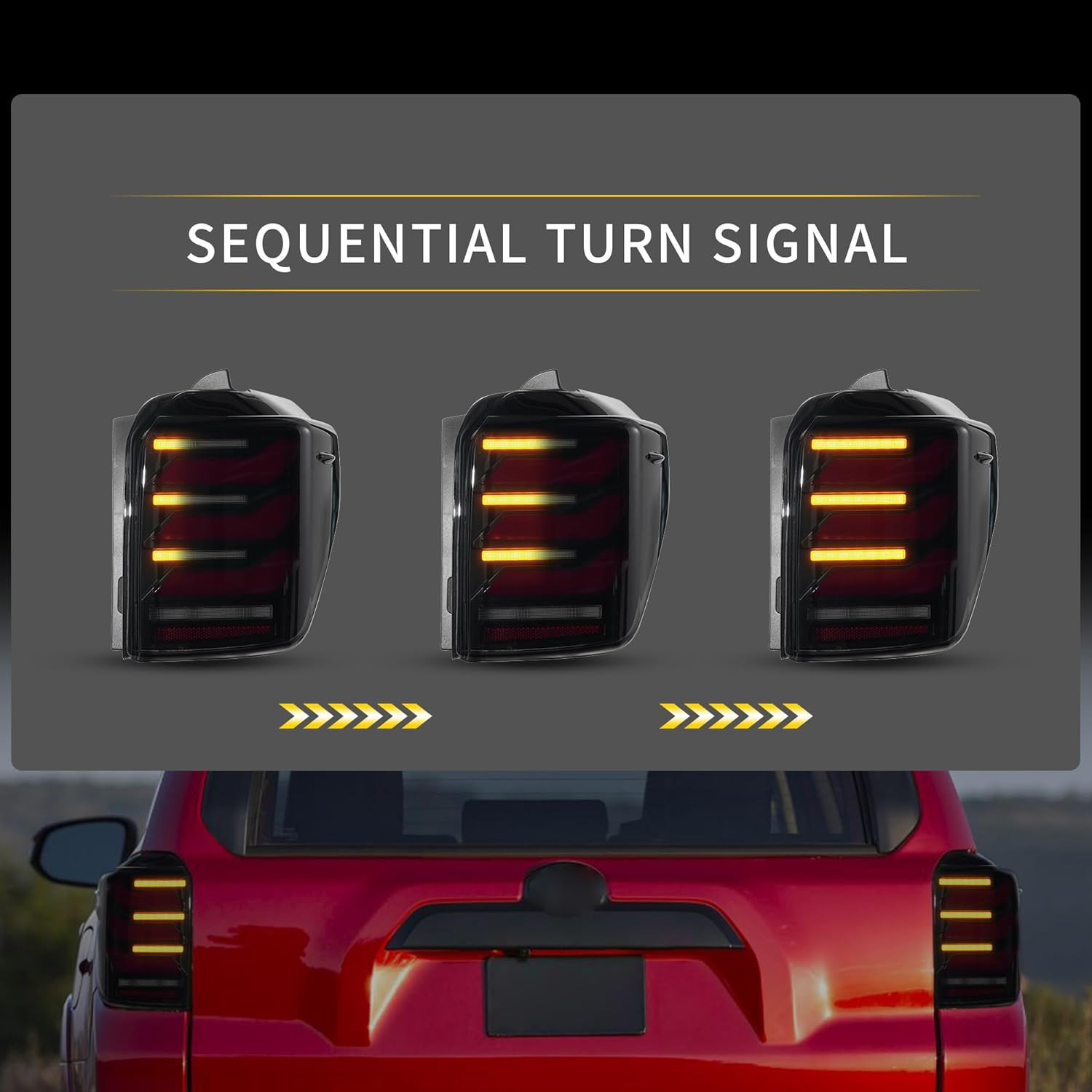 VLAND LED Tail Lights for 4Runner 2010-2022 5Th Gen，W/Sequential Turn Signal & S