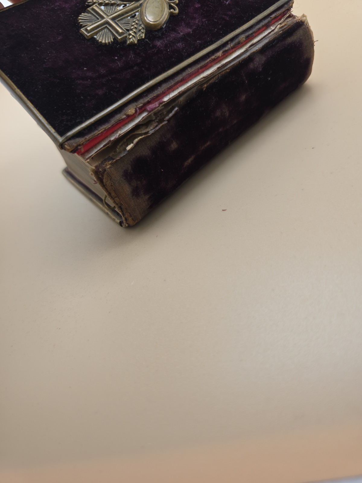 Antique 1860s Velvet German Prayer Book Brass