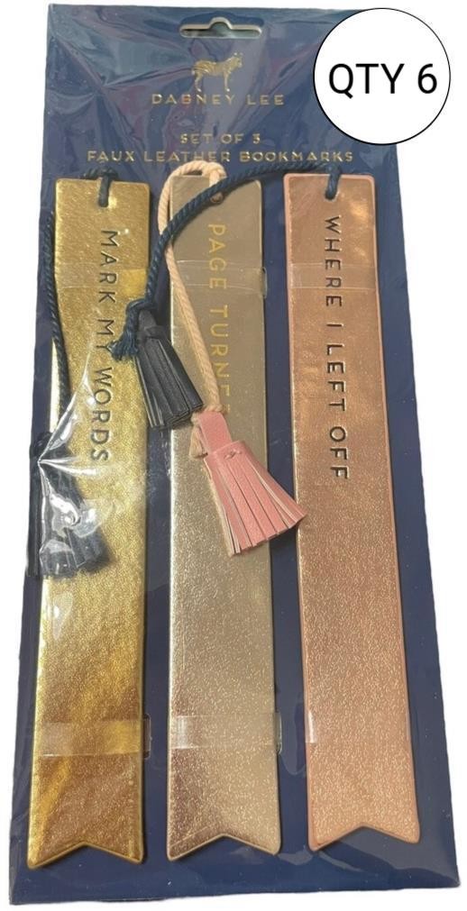New BOOKMARKS LOT Of 18 Vegan Leather w/ Witty Phrases Dabney Lee 6 Sets Of 3 !