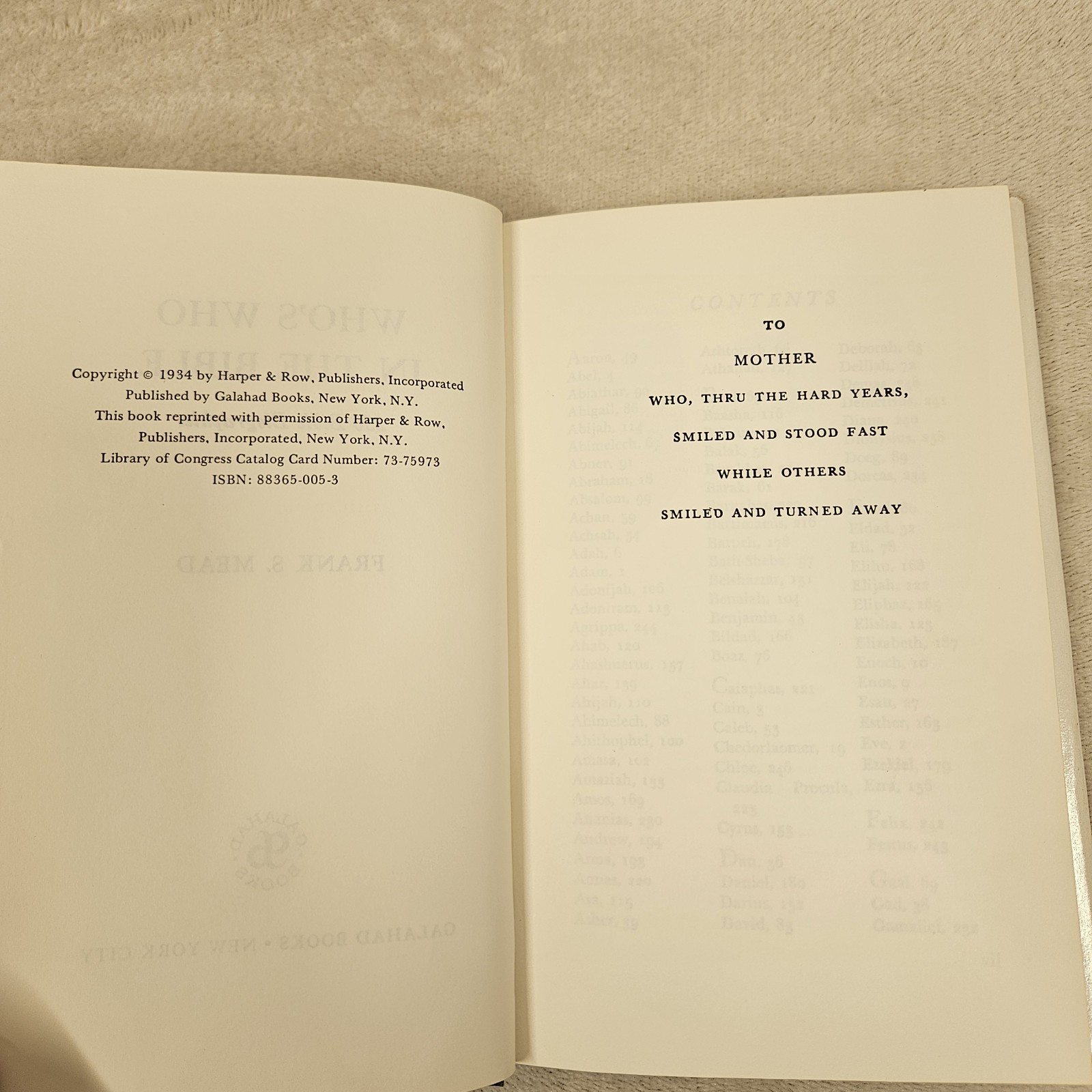 Who’s Who In The Bible Frank S. Mead Galahad Books 1934 Reprint Hardcover
