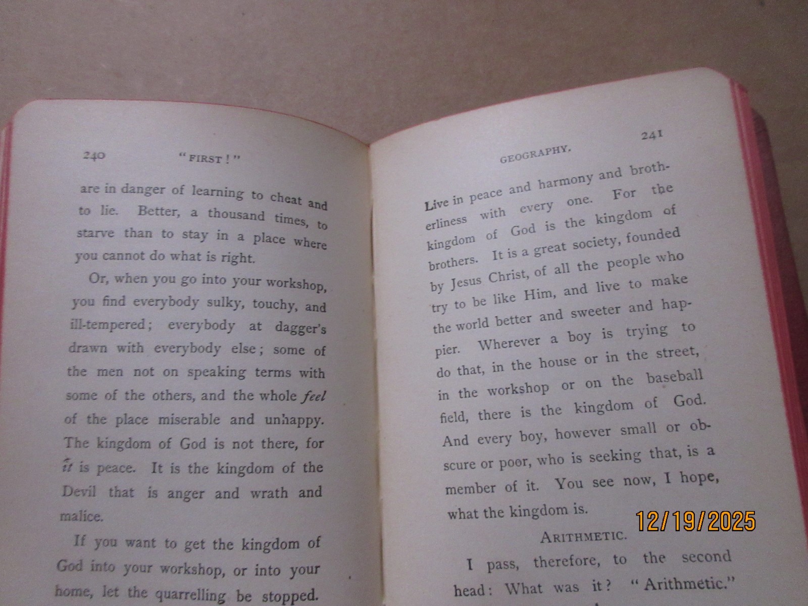 Antique Red Leather Cover w/ Gold Gilt Pages Book Henry Drummond’s Addresses