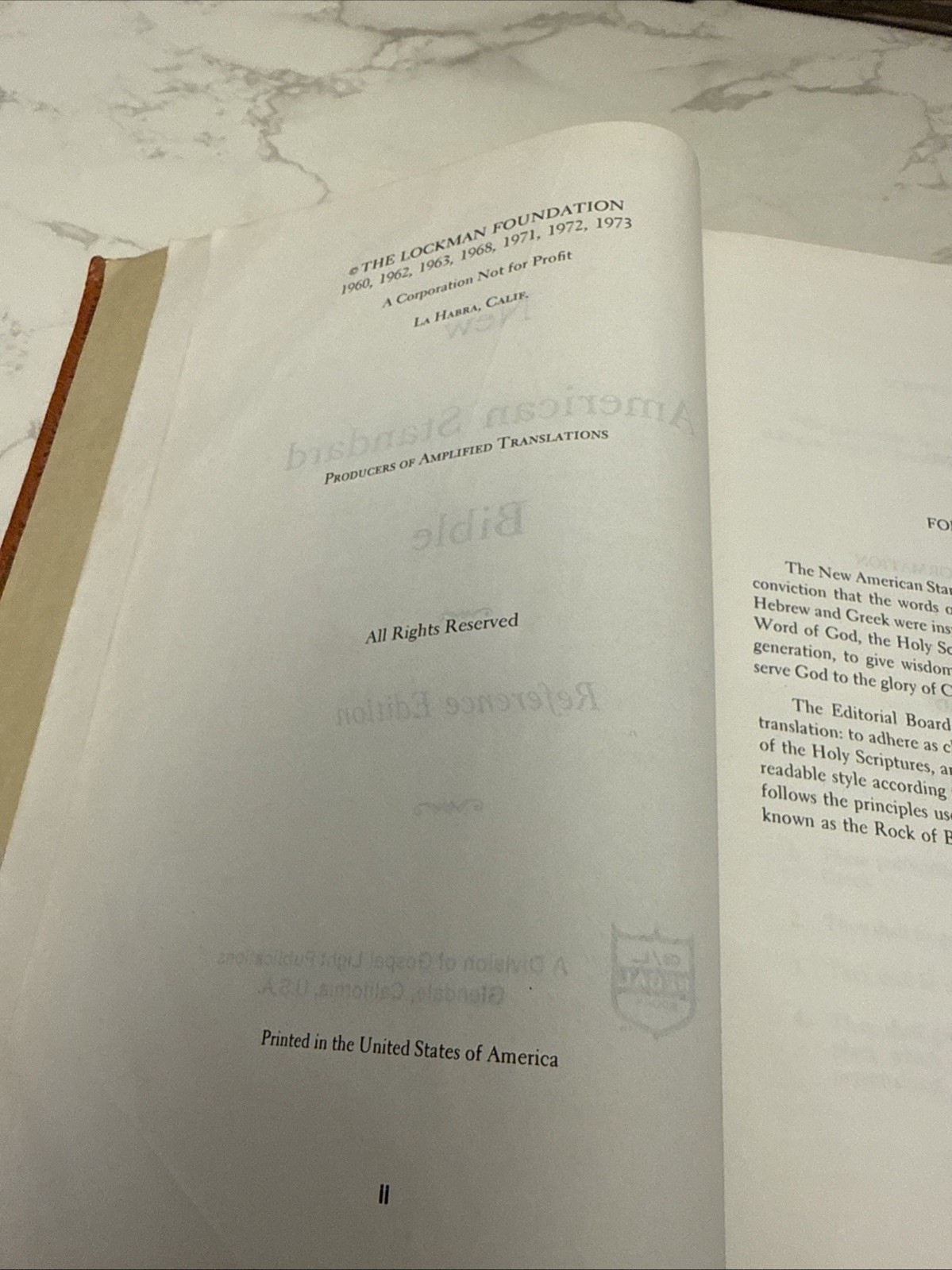 Vintage New American Standard Bible 1973 Reference Edition Hardcover