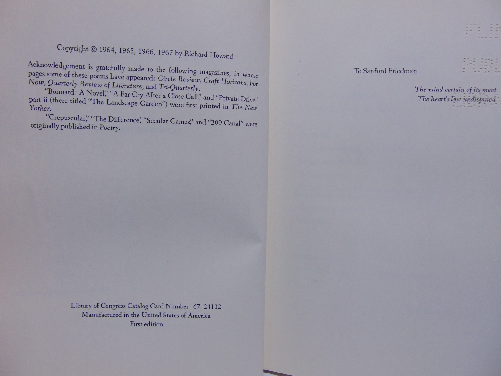 The Damages: Poems by Richard Howard (1967, Hardcover) 1st Edition Ex-Library