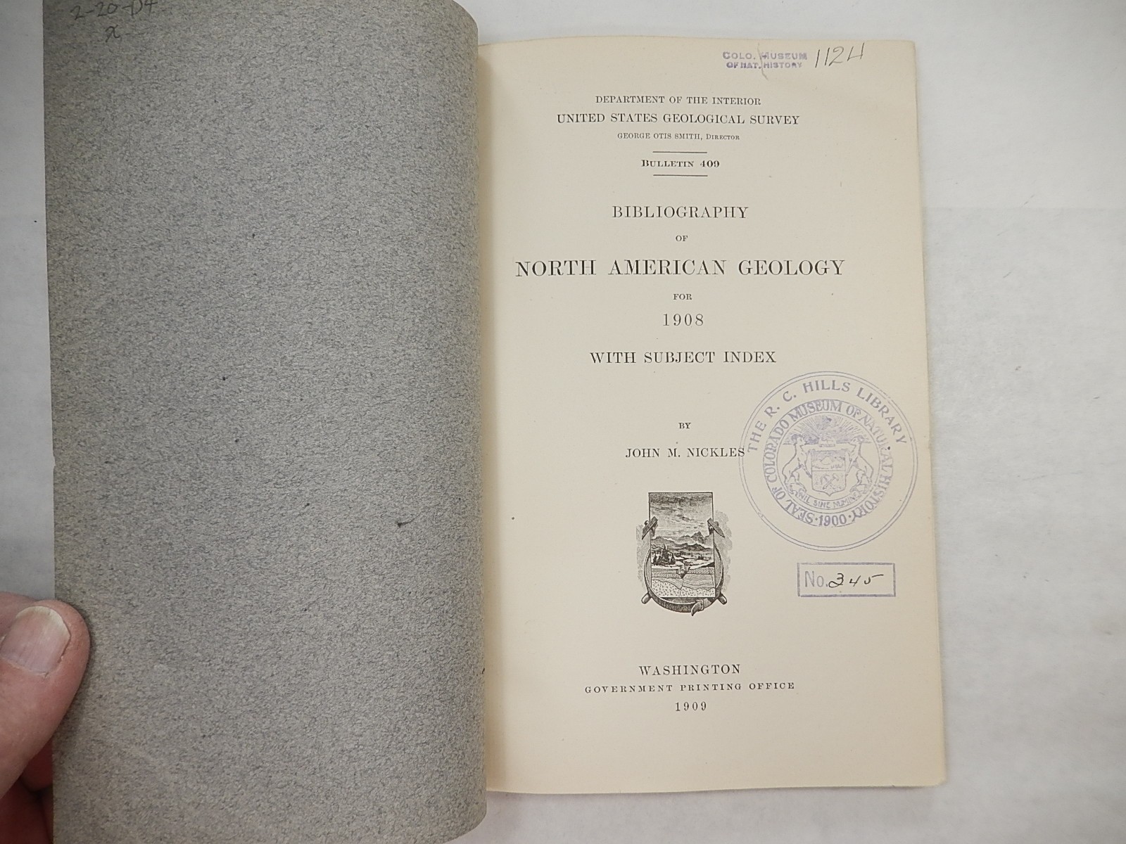 USGS Bulletin 409, Bibliography of North American Geology for 1908 & Index, 1909