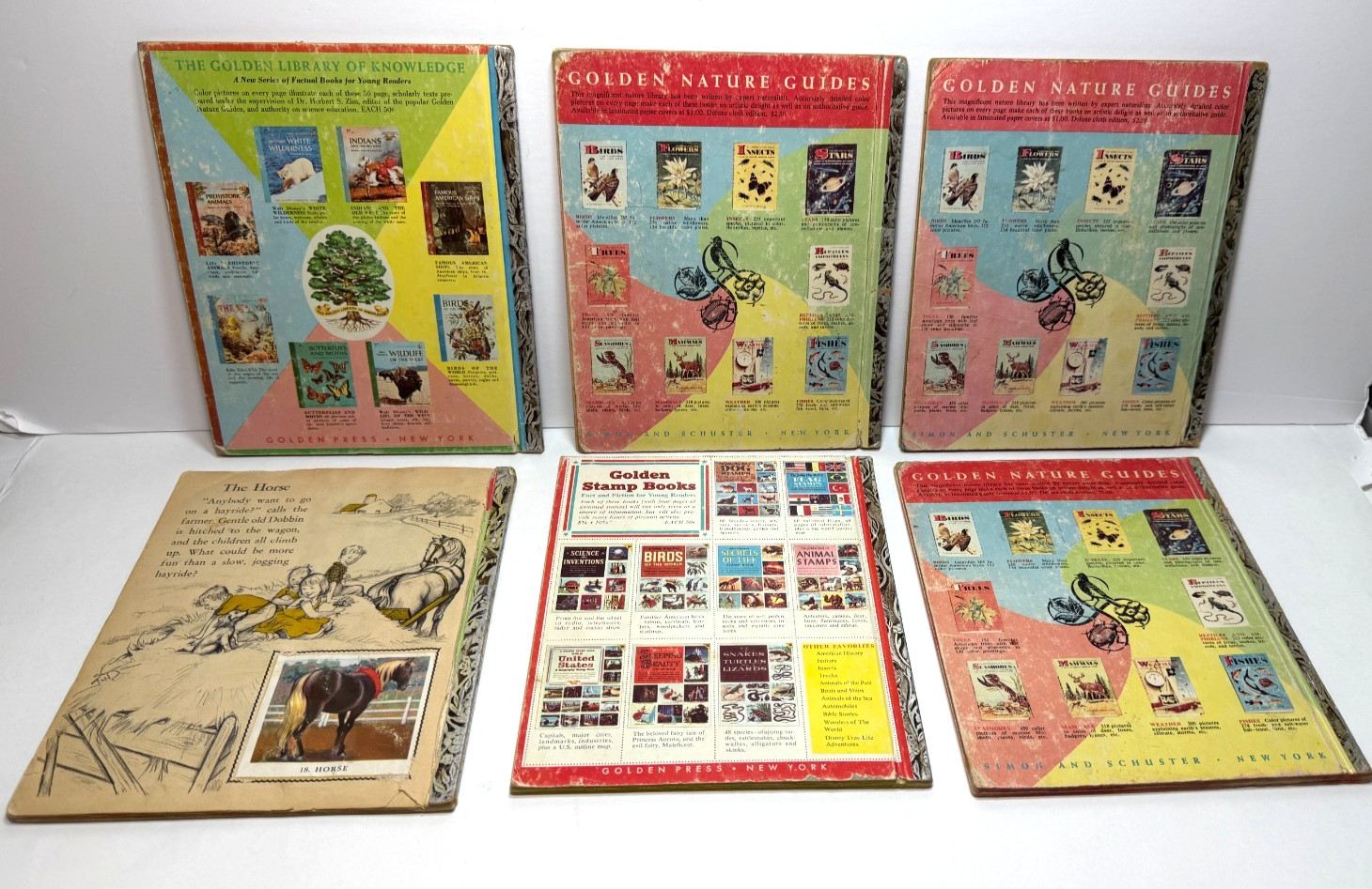 Lot of 6 Vintage 1950s Little Golden Books – Kittens, Farm Stamps, Helicopter++