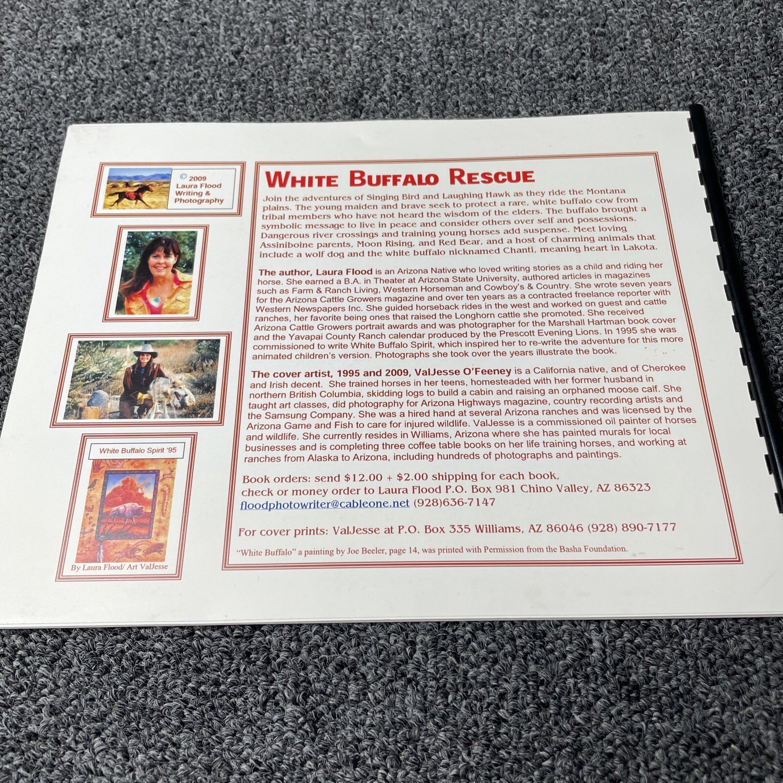 White Buffalo Rescue Laura Flood Signed Rare 2010 Ring Bound