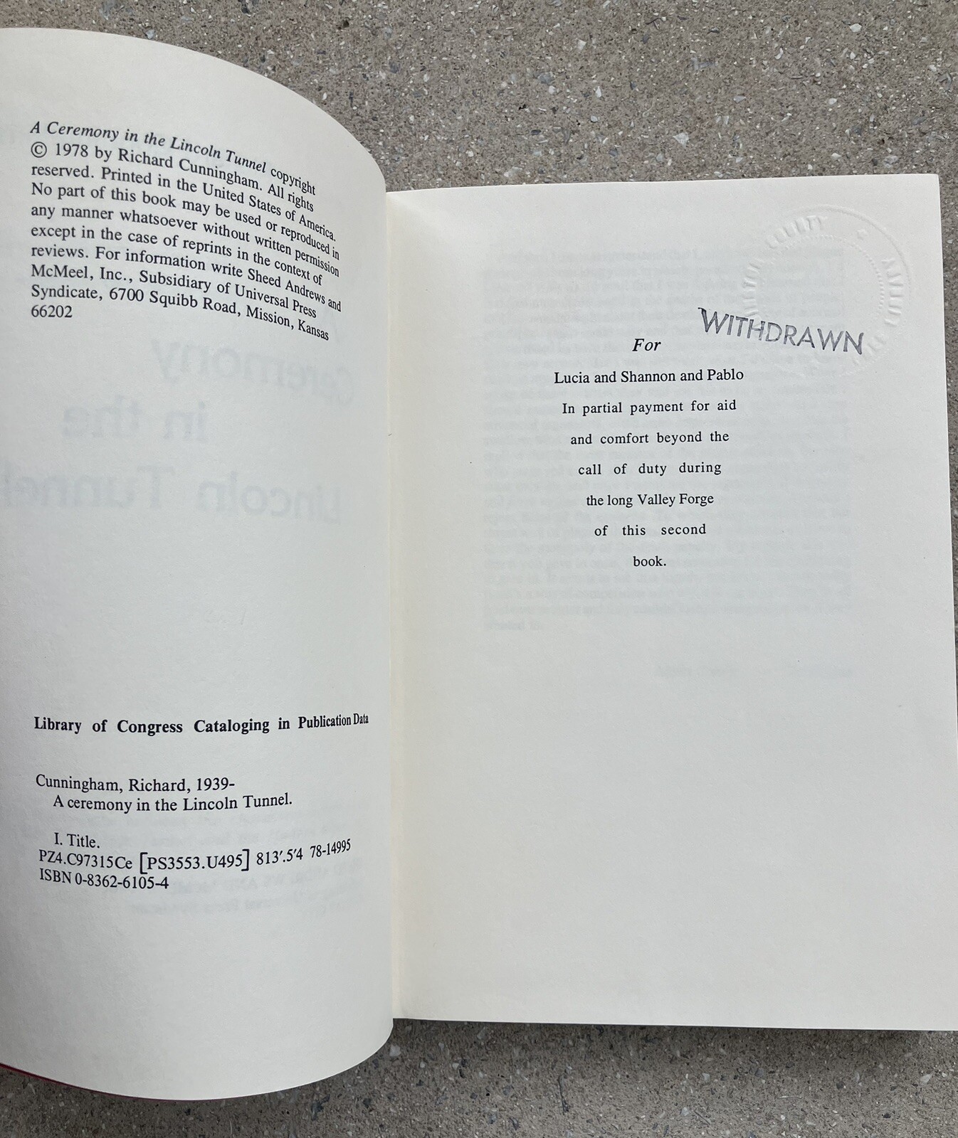 CEREMONY IN LINCOLN TUNNEL Conspiracy Adventure Book in Dust Jacket – ex Library