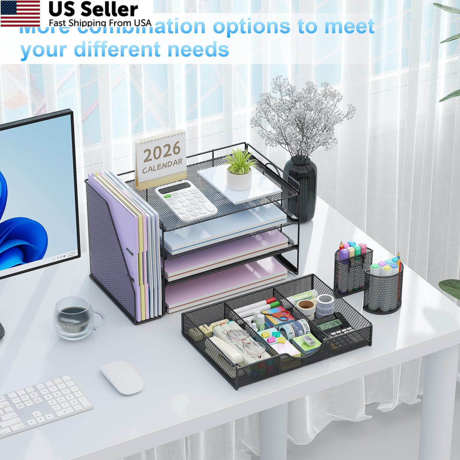 gianotter Desk Organizers and Accessories with 41.3 x 24 x 22.9 cm, Black