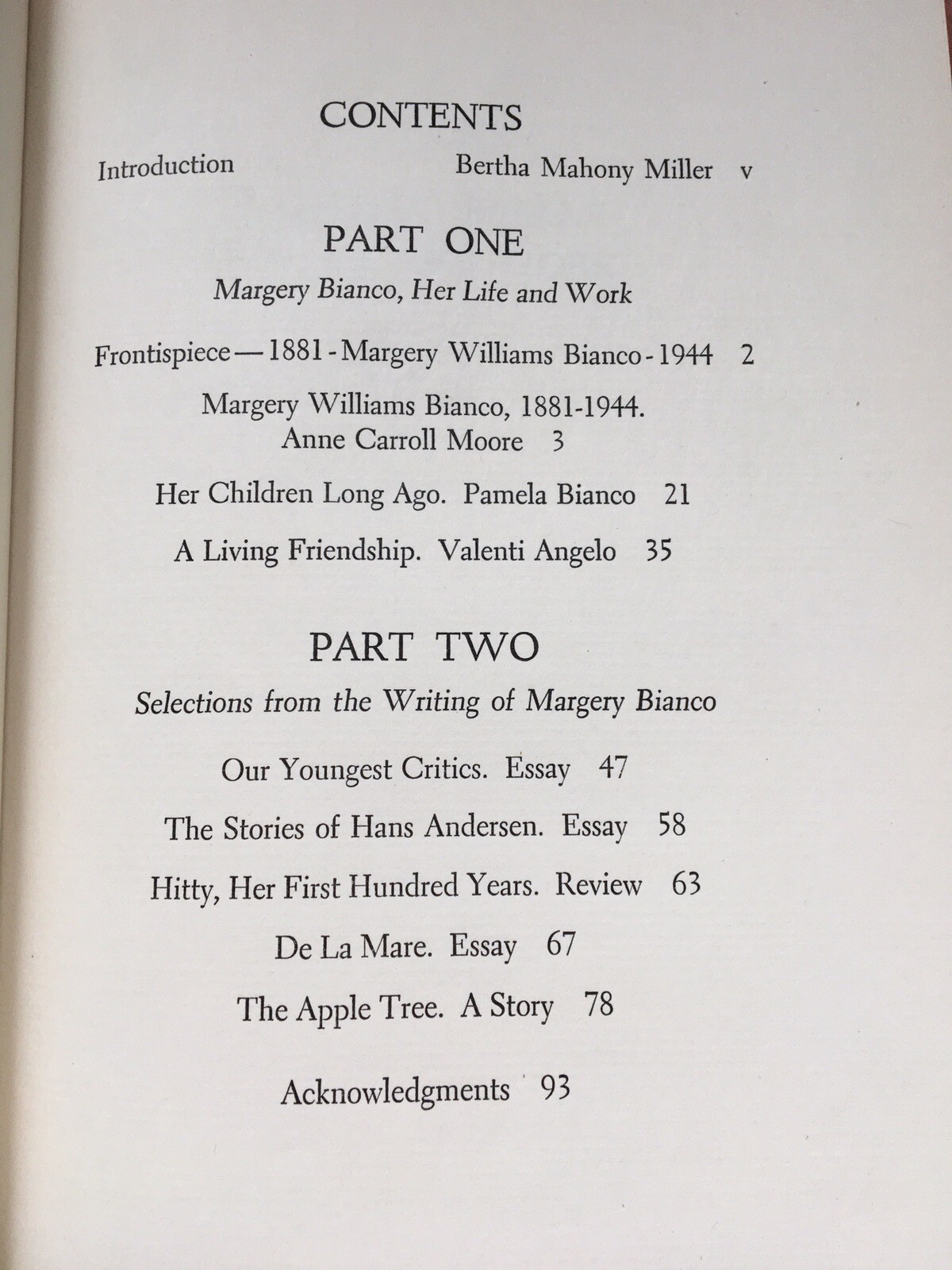 Margery Williams Bianco (Velveteen Rabbit) Writing & Criticism Horn Book