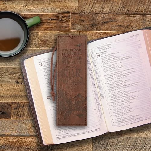 Premium Vegan Faux Leather Scripture Bookmark for Men: Soar On Wings – Isaiah