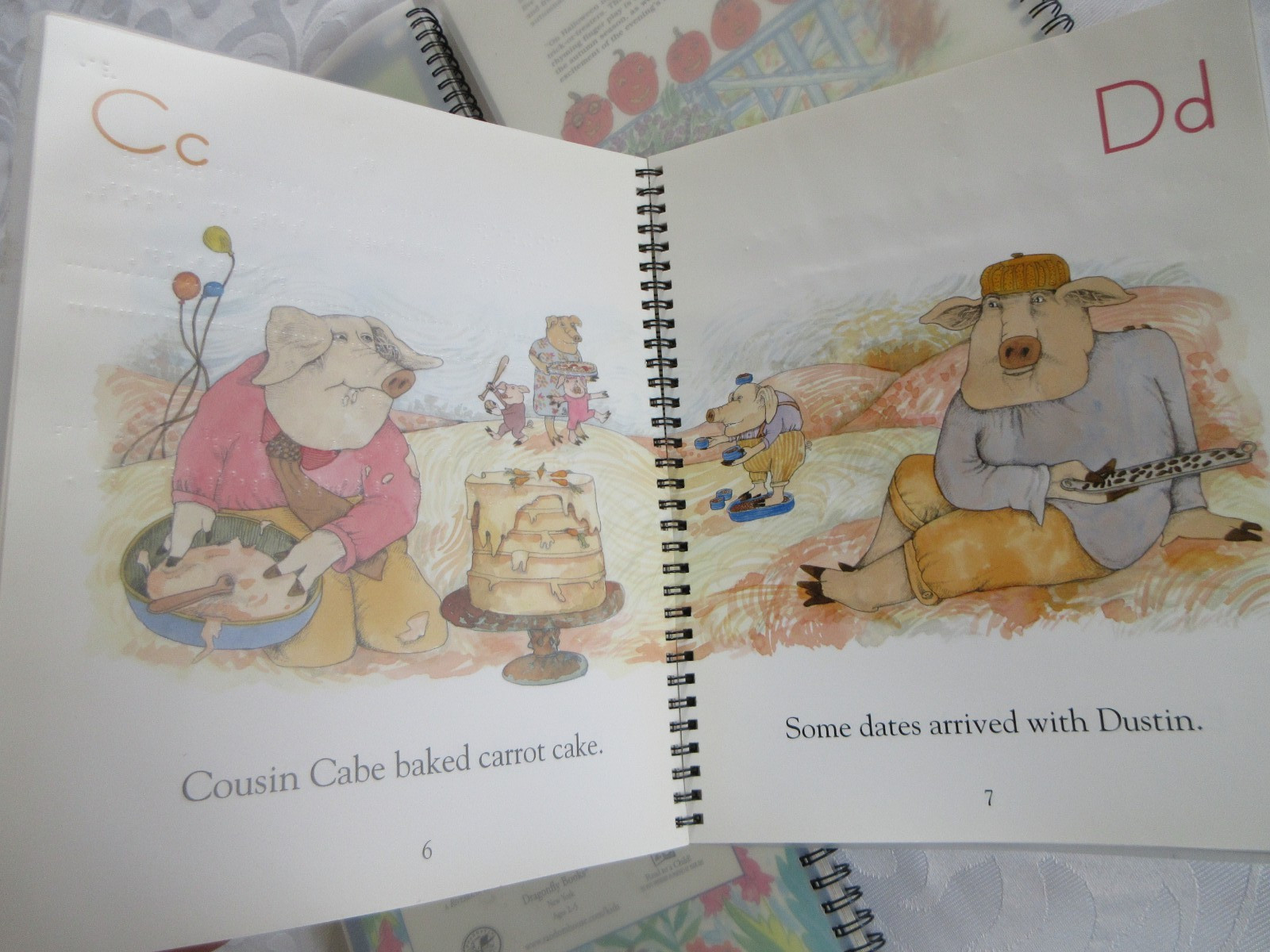 Lot-4 Childrens Books in BRAILLE & Print – ALPHABET, GROUNDHOG, 5 PUMPKINS, KANG