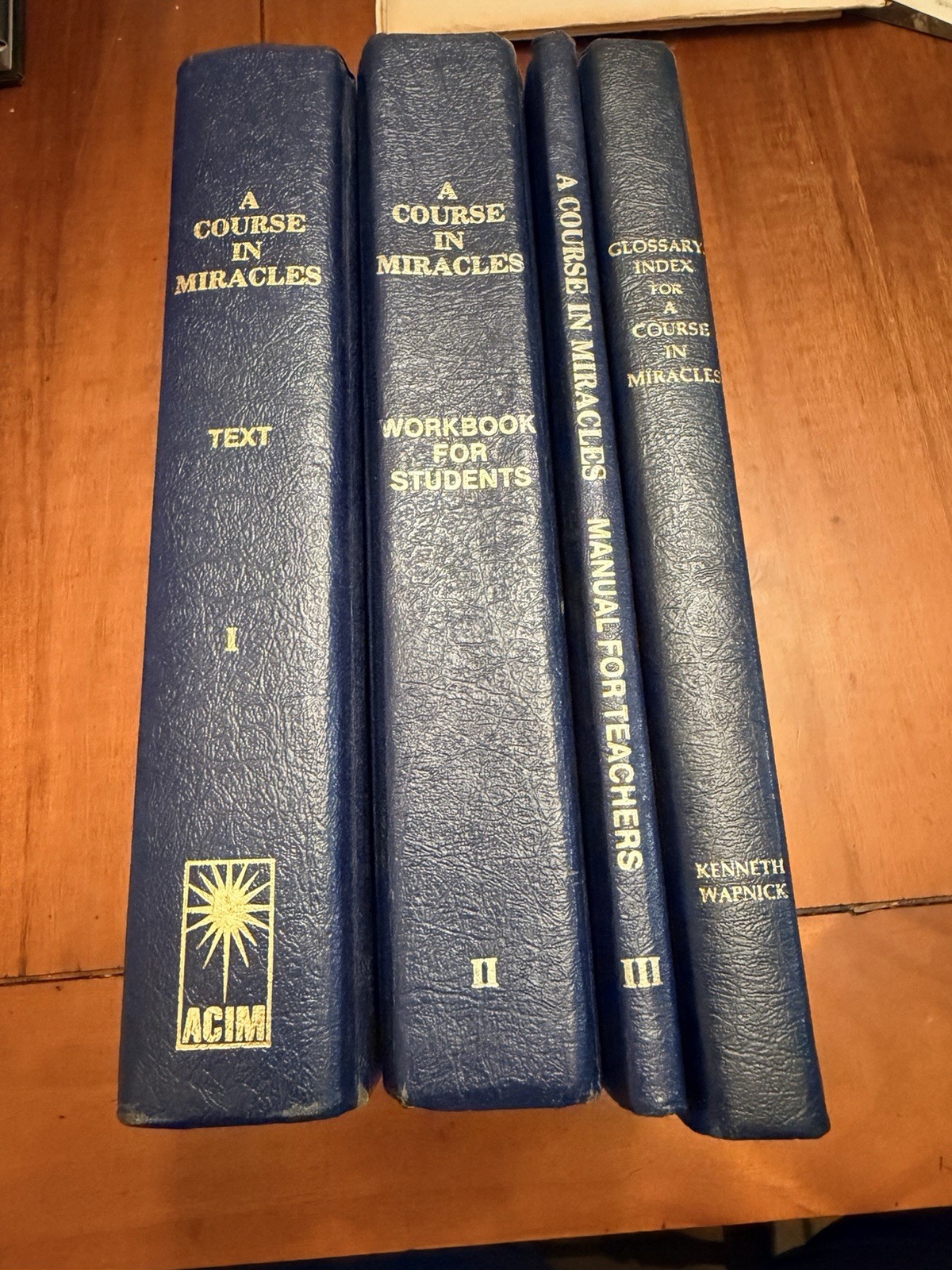 A Course in Miracles 5 Book Lot Hardcover Text Workbook Manual Glossary Index