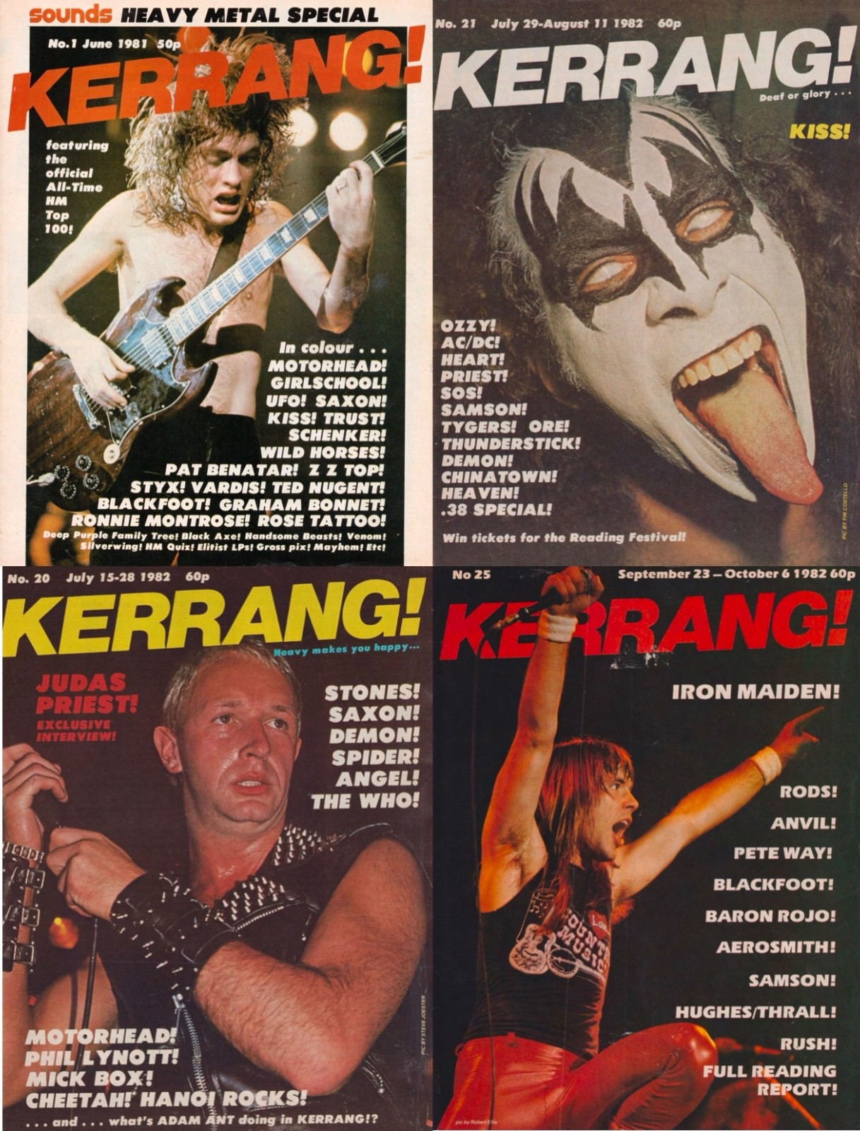 KERRANG magazines #1-40 complete 1981-1983 on USB, and 100+ 80s Hit Parader mags