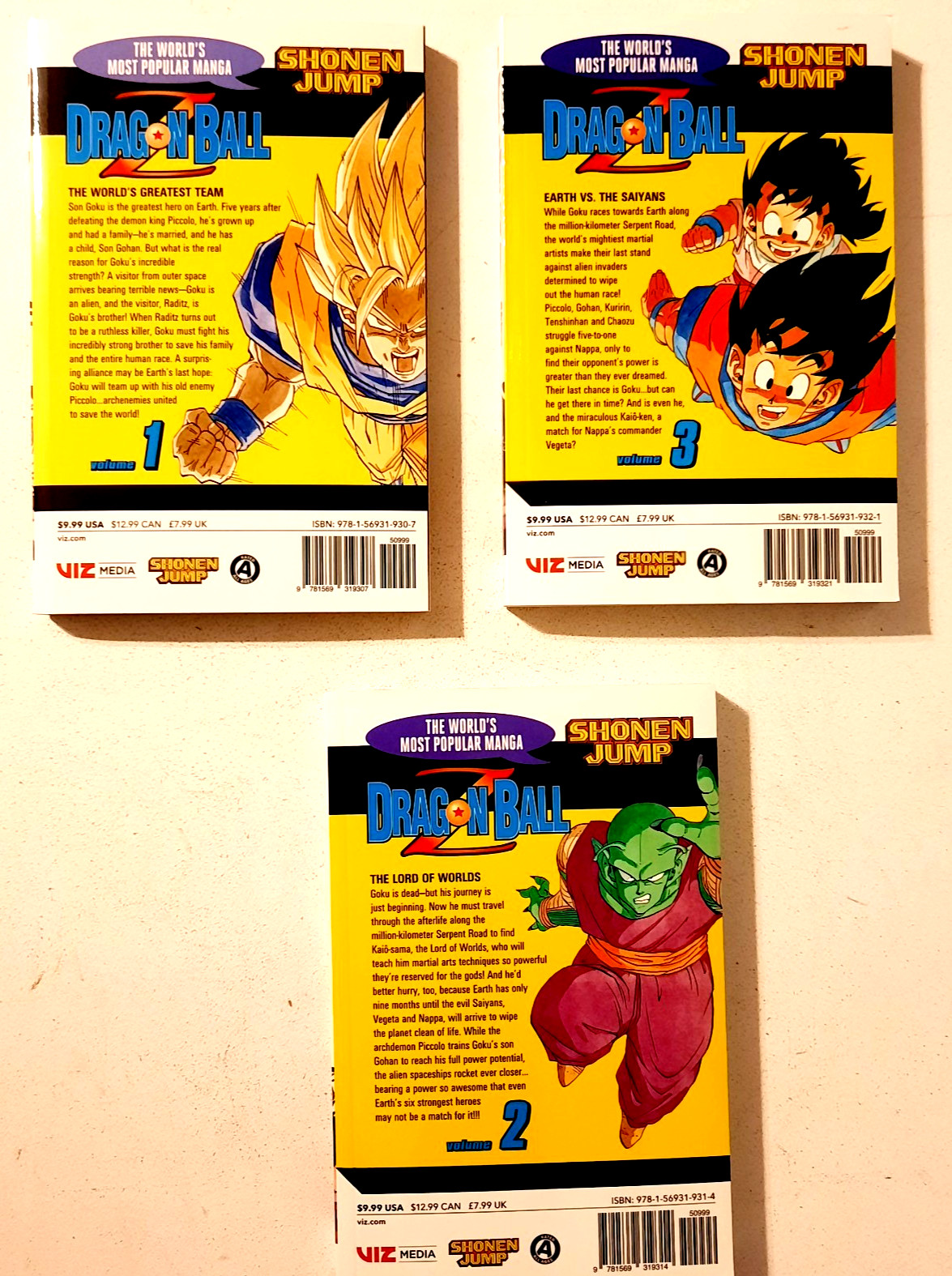 Dragon Ball Z, Volume 1, 2 & 3 Akira Toriyama Shonen Jump Manga Paperbacks
