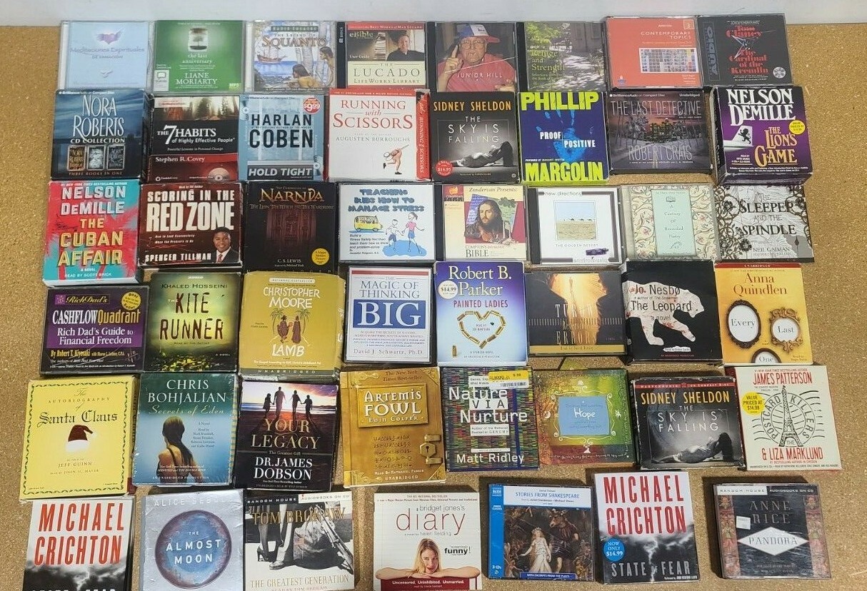 Wholesale Random Audio books on cd lot of 30+ assorted audiobooks Examples Pictu