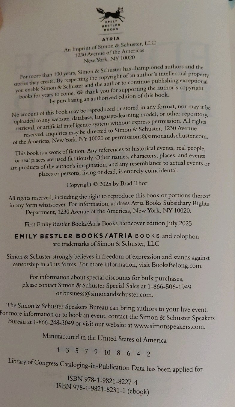 Brad Thor- Edge of Honor: A Thriller Hardcover Book ISBN 9781982182274