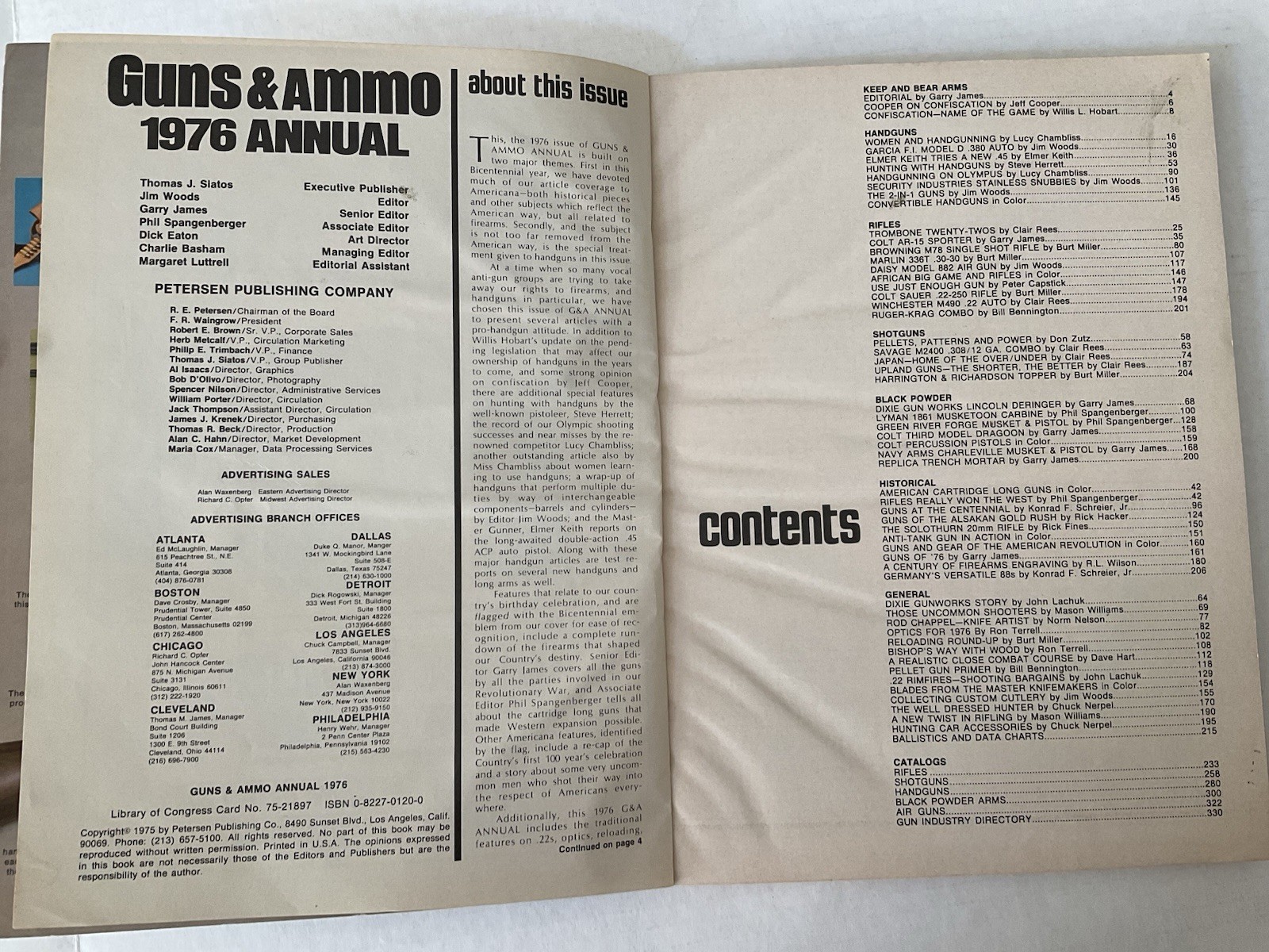 Vintage Guns & Ammo 1976 Annual Bool Special Handgun Issue 336 pages Used