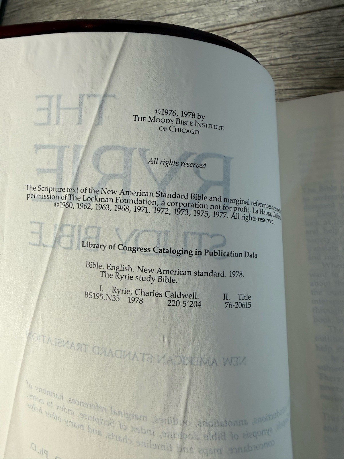 The Ryrie Study Bible New American Standard Red Letter Moody 1978