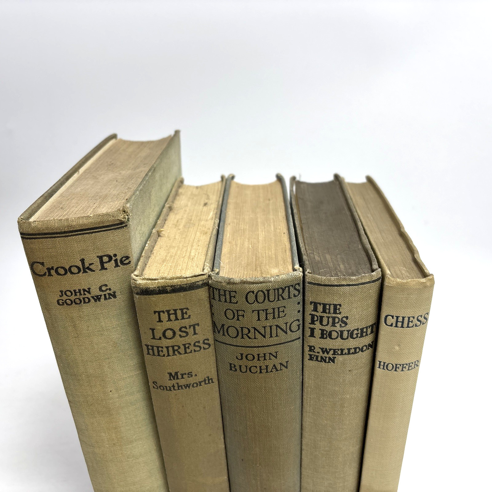 Old Books in Neutral Tones for Decoration. 15.5cm shelf space.