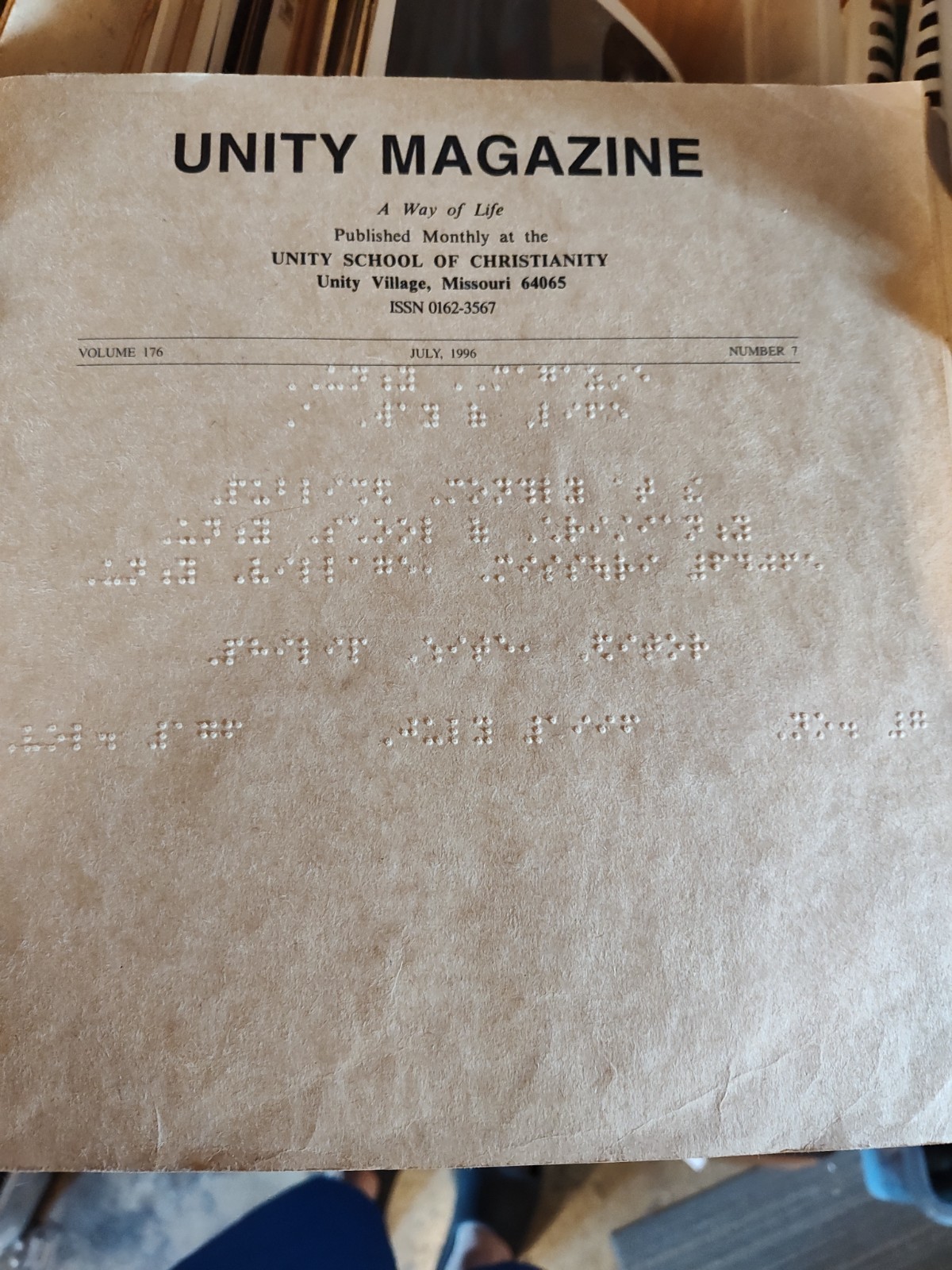 Braille Book lot of 20 UNITY MAGAZINE SCHOOL OF CHRISTIANITY