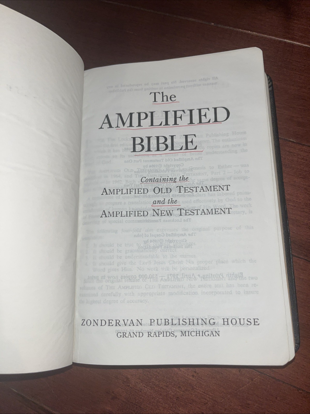 Vintage Amplified Holy Bible – Old & New Testaments – Zondervan Publishing 1971