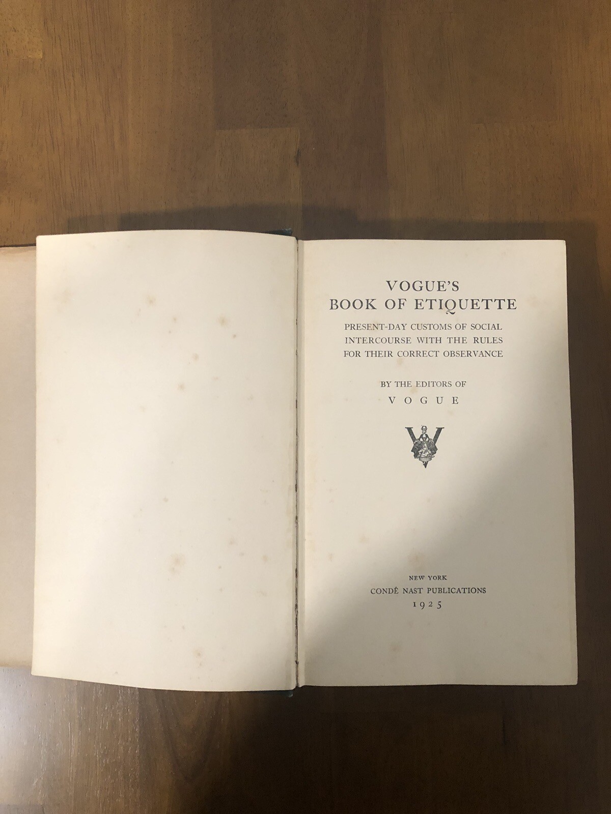 “Vogue’s Book of Etiquette” Very RARE 1925 Printing With Dust Jacket