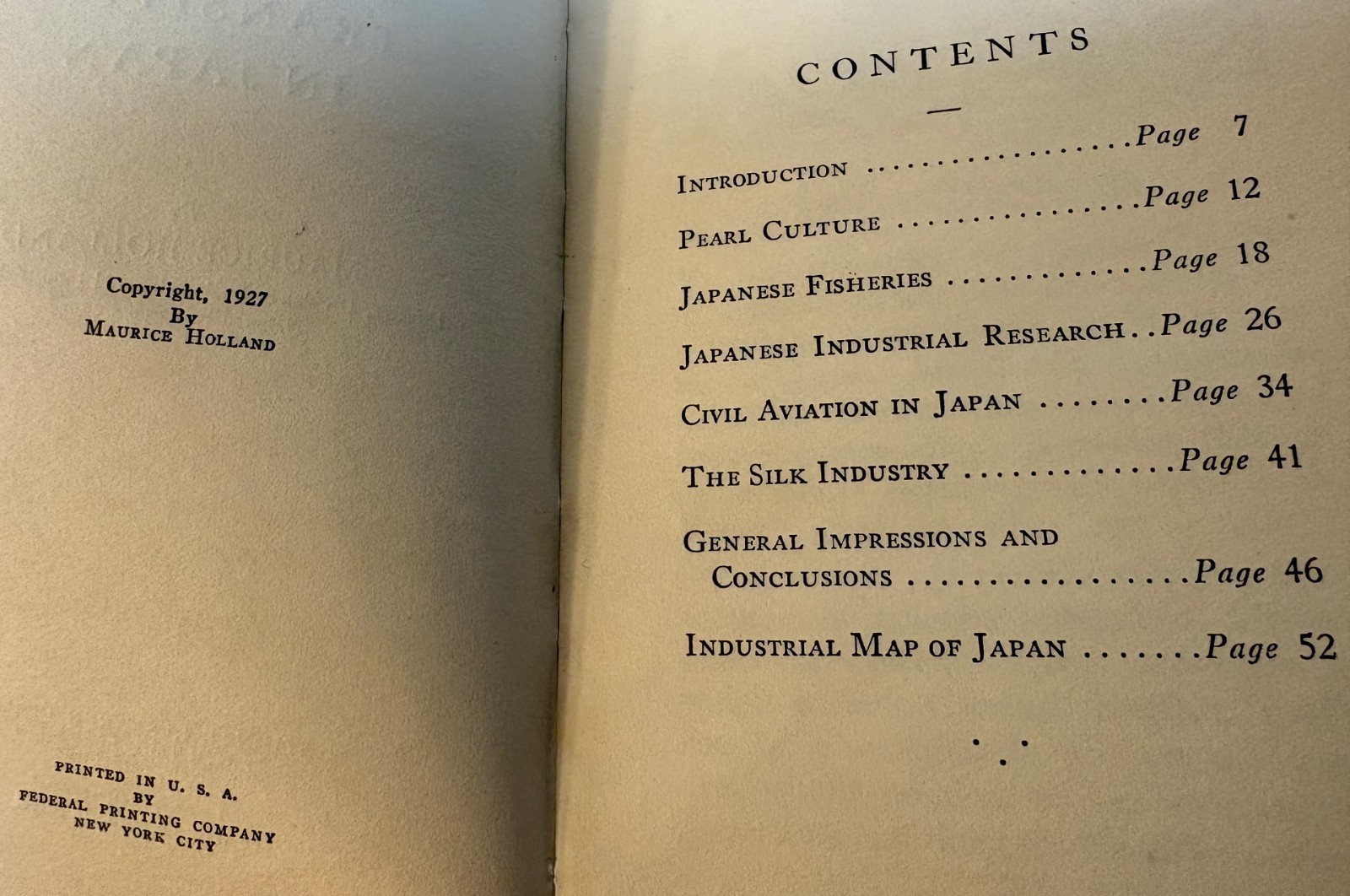 726: Maurice Holland “The Industrial Transition in Japan – INSCRIBED” 1927