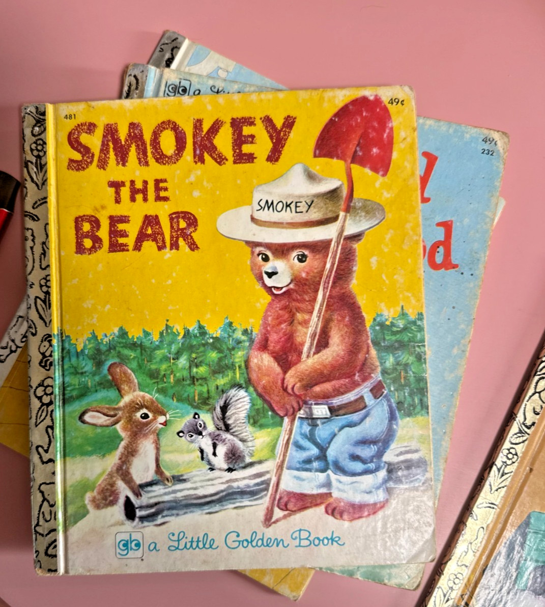 Little Golden Books Vintage Lot Of Five Books Hiram’s Red Shirt, Smoky The Bear