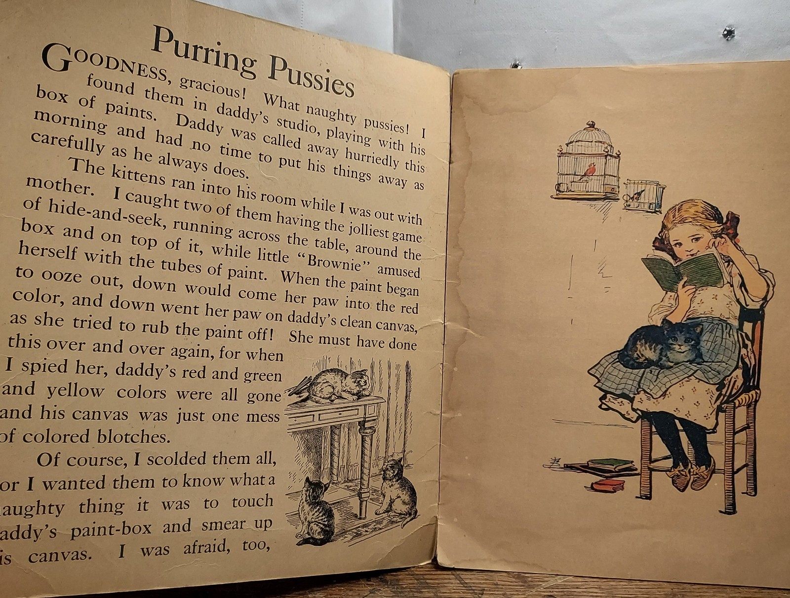 Pair Of Antique Children’s Books 1916 – 1918 One Rhyme Is Racist Caution