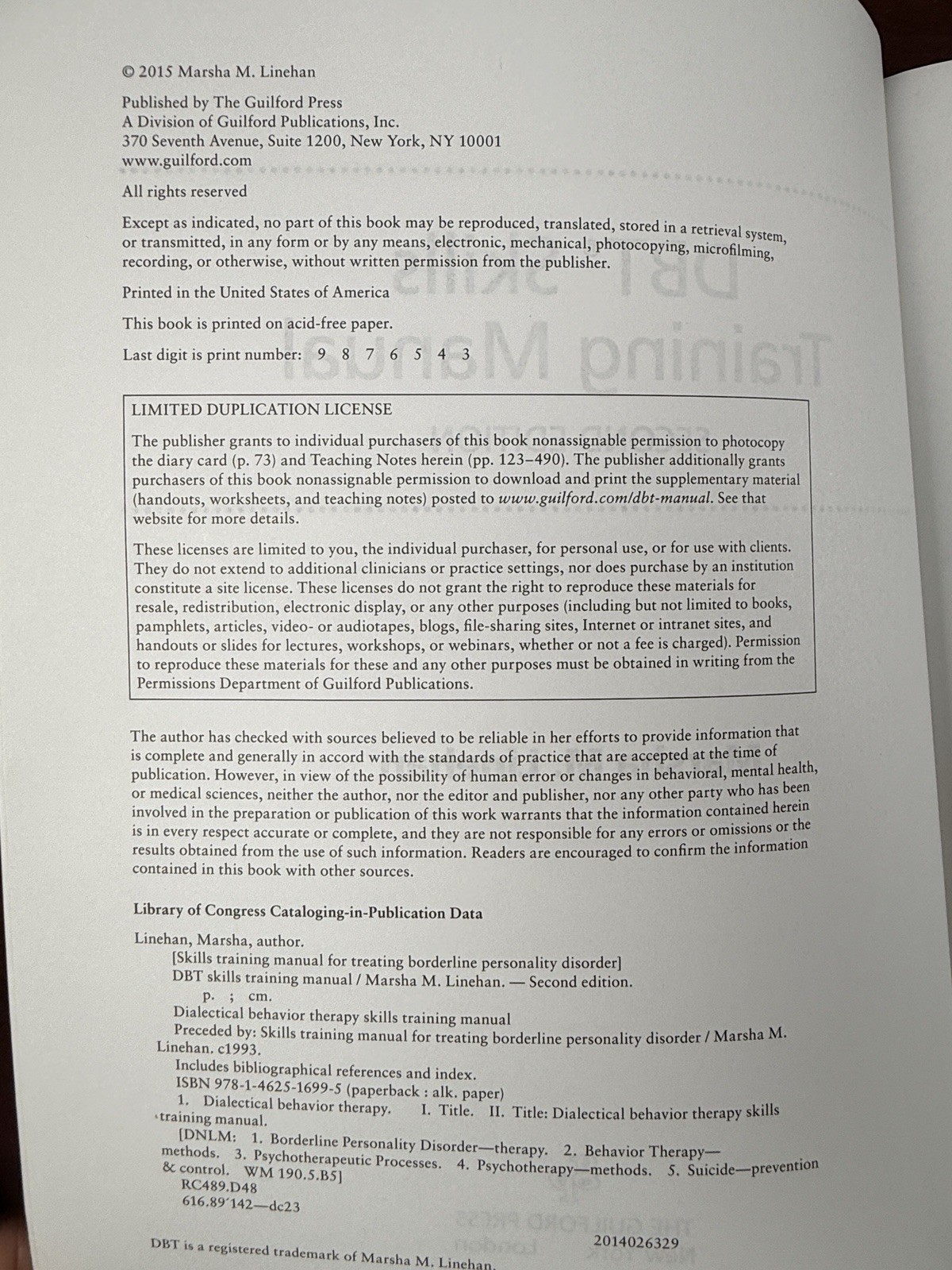 DBT Skills Training Manual – Paperback, by Linehan Marsha M. – Second Edition