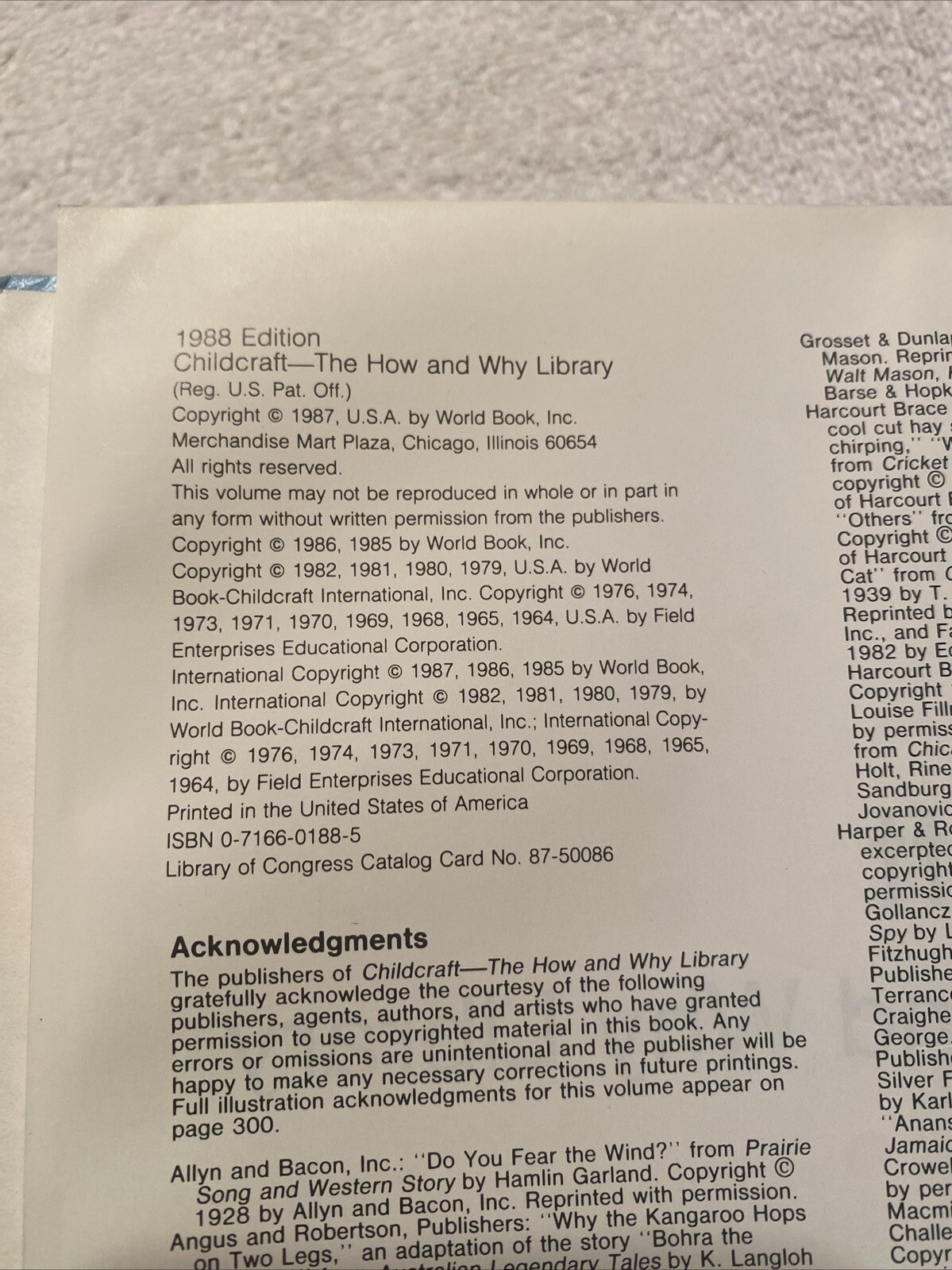 Childcraft How and Why Library Lot Of 7 Hardcover Volumes 2,3,4,7,8,14,15. 1988