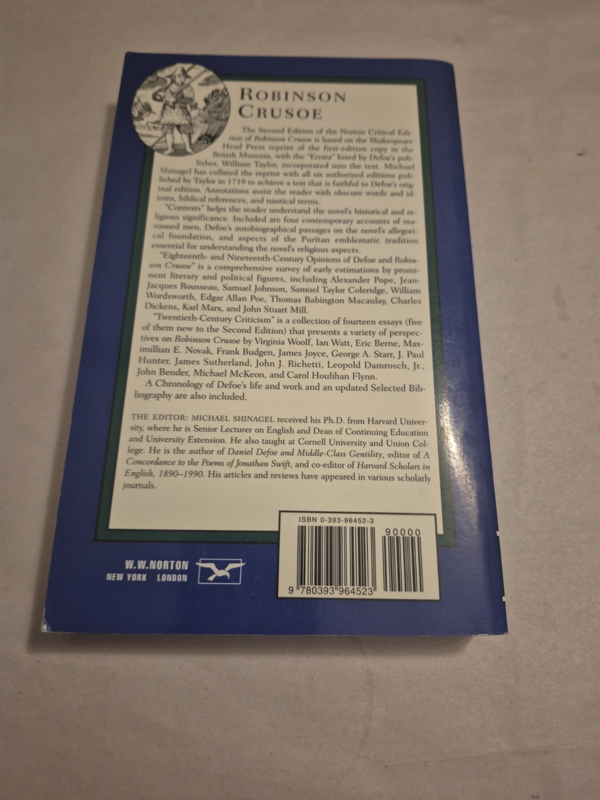 Robinson Crusoe by Daniel Defoe Norton Critical Edition TPB Enlightenment Novel