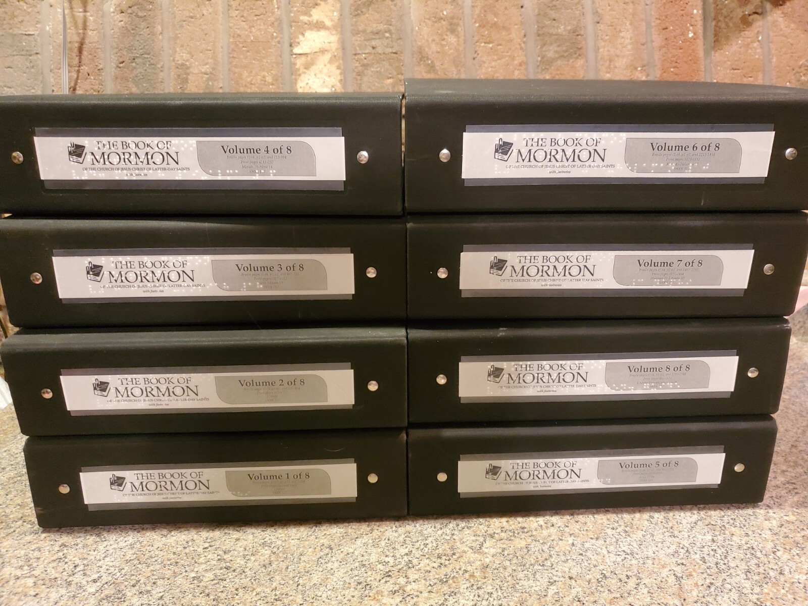 Braille Book of Mormon Scriptures bound binders 1-8 LDS SALT LAKE UTAH