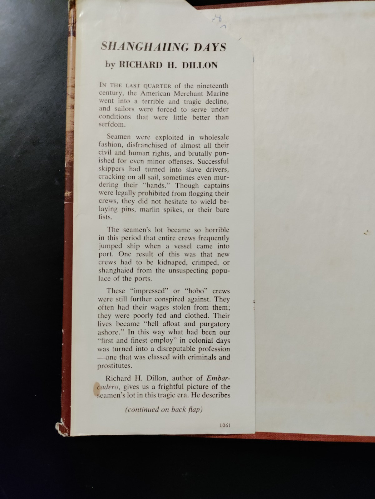 Shanghaiing Days by Richard H. Dillon 1961 HCDJ First Edition