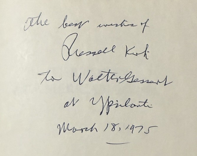 The roots of American order (1st Ed) by Russell Kirk Signed Personalized 1974