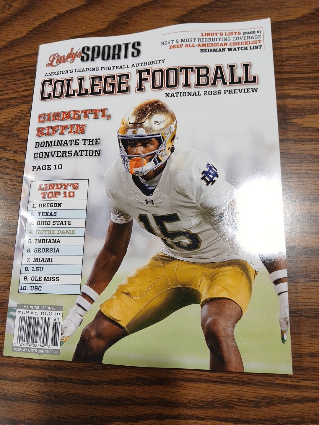 2026 COLLEGE FOOTBALL PREVIEW Special Edition LINDY’S SPORTS Notre Dame KIFFIN