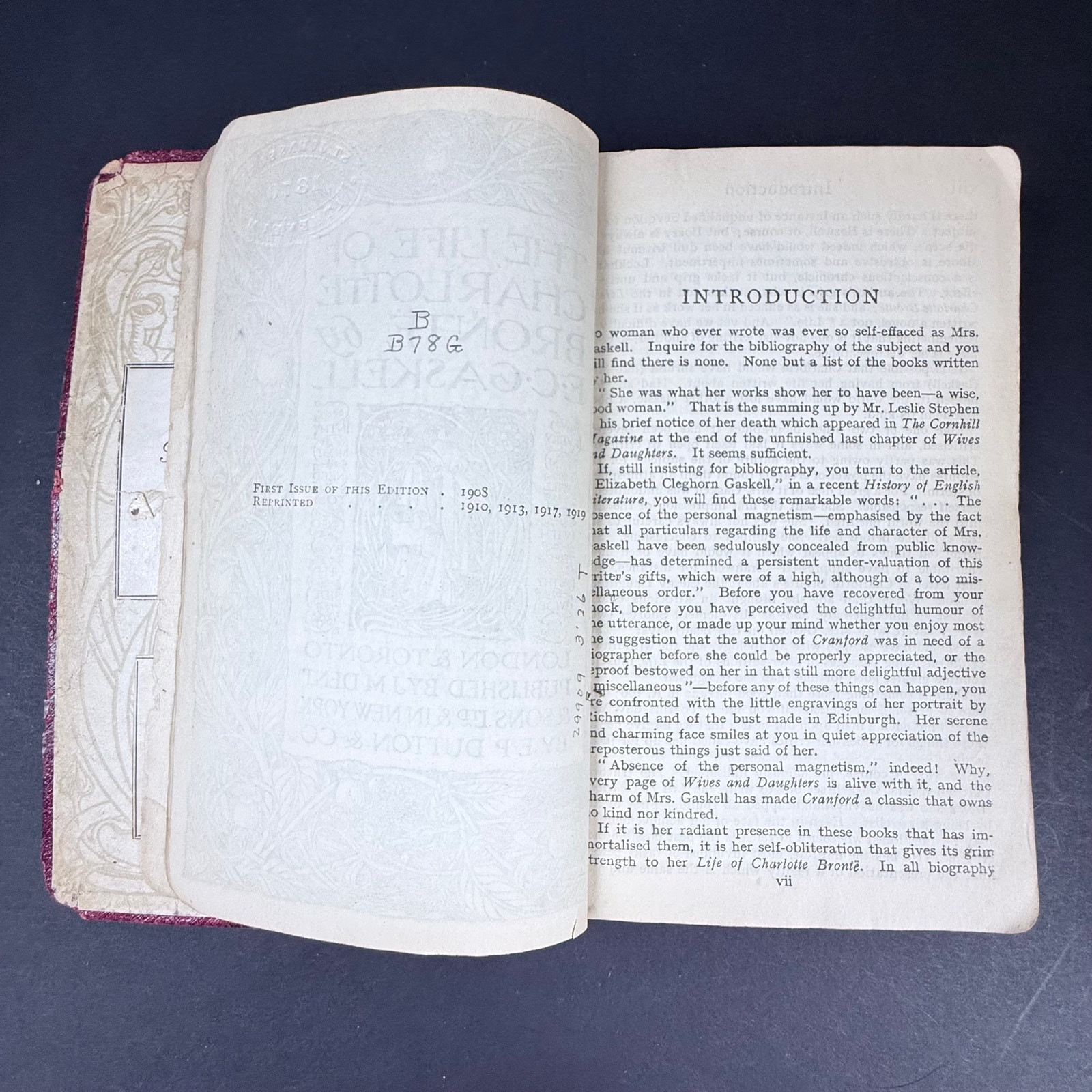 The Life of Charlotte Bronte EC Gaskell Beautiful Art Nouveau Illustrations 1919