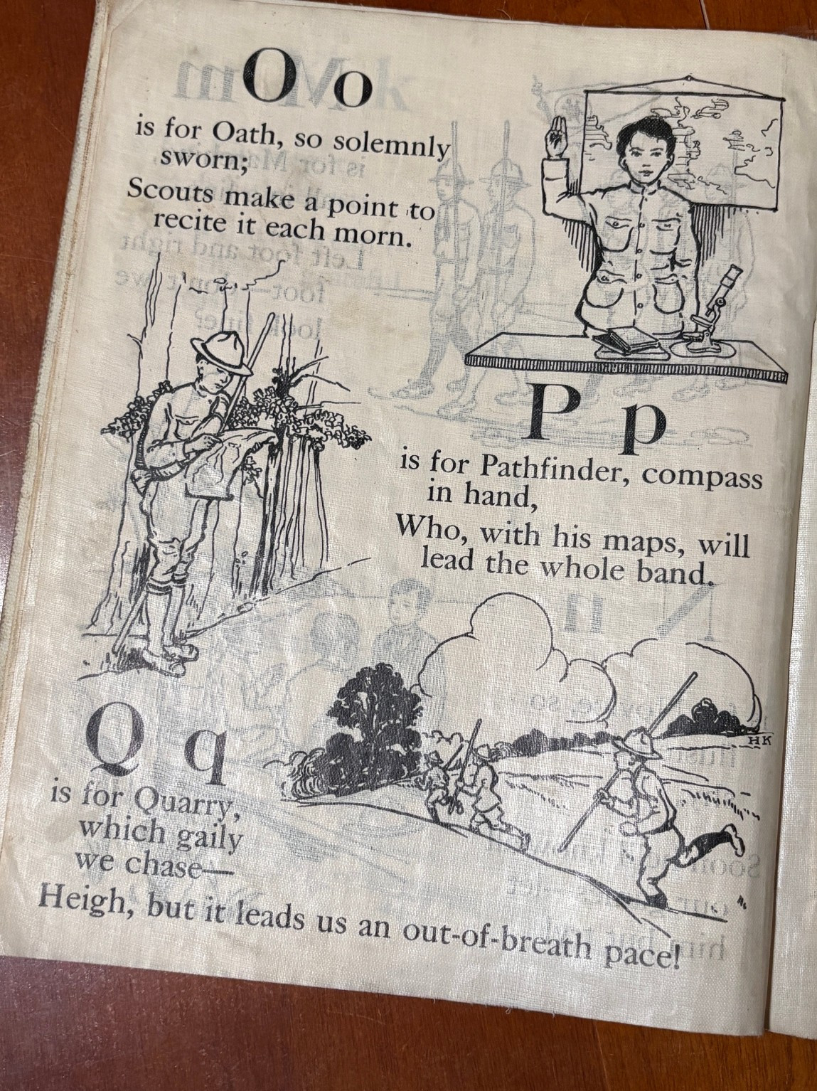 The Boy Scout ABC, Linen, Sam’L Gabriel Sons no 517 copyright 1916 Good complete