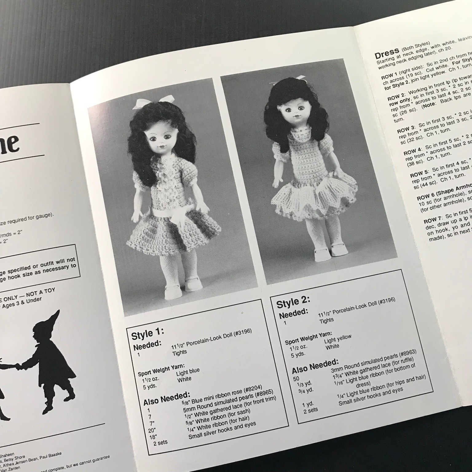 Party Time Fibre-Craft FCM215 1990 Crochet Patterns 11.5″ Porcelain-Look Doll