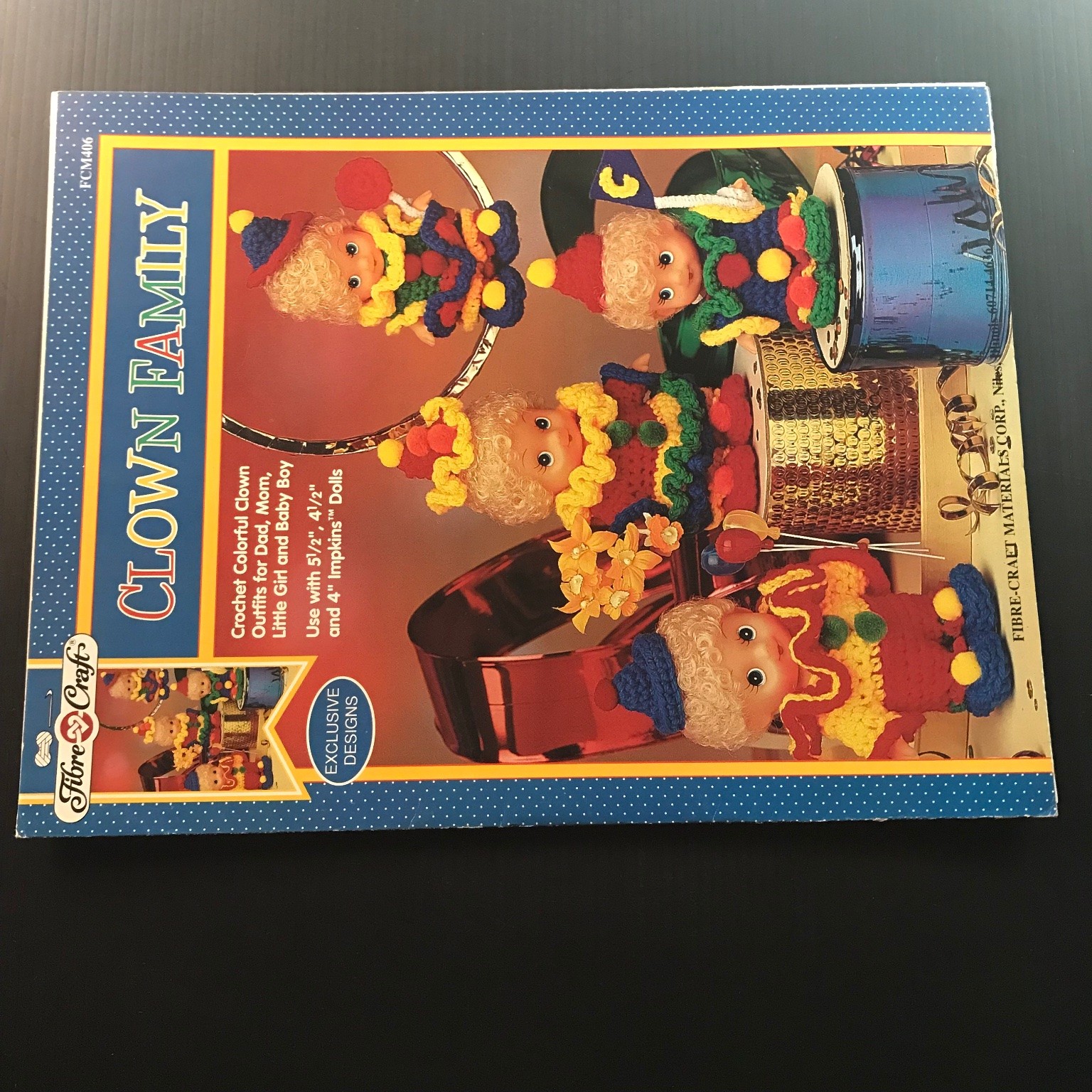 Clown Family Fibre-Craft Crochet Patterns Doll Outfits FCM406 Impkins