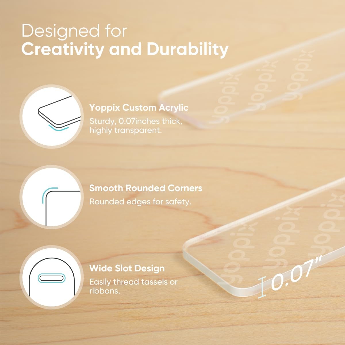 YOPPIX 30 Pieces Acrylic Bookmark Blanks- 2mm Thicken Clear 30 PCS,