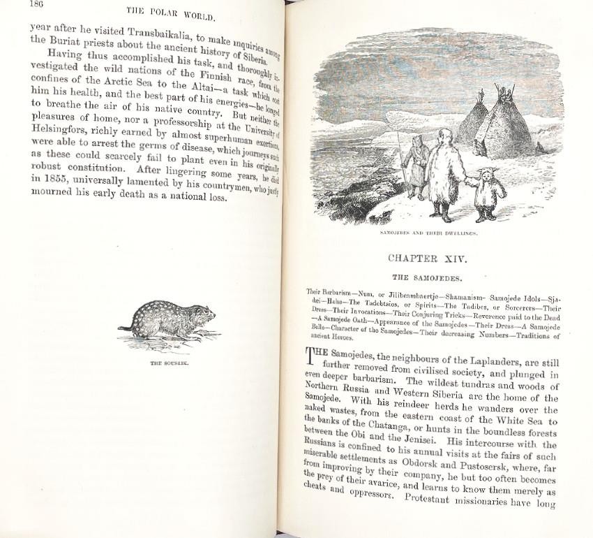 Antique 1892 THE POLAR WOLRD Exploration Maps Whaling Esquimaux FINE BINDING