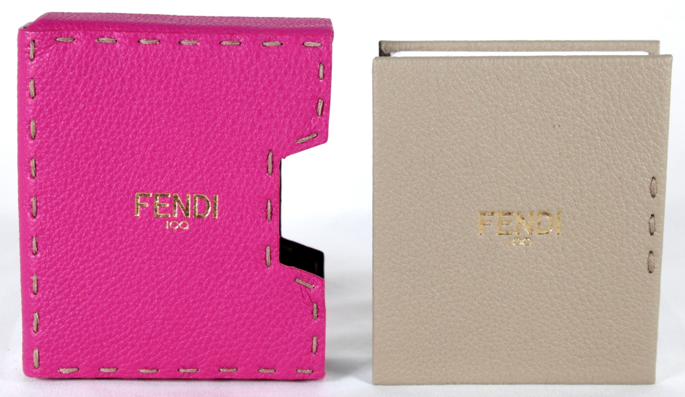 FENDI Pink & Beige Pebbled Leather 100-YEAR ANNIVERSARY Mini Photo Album Book