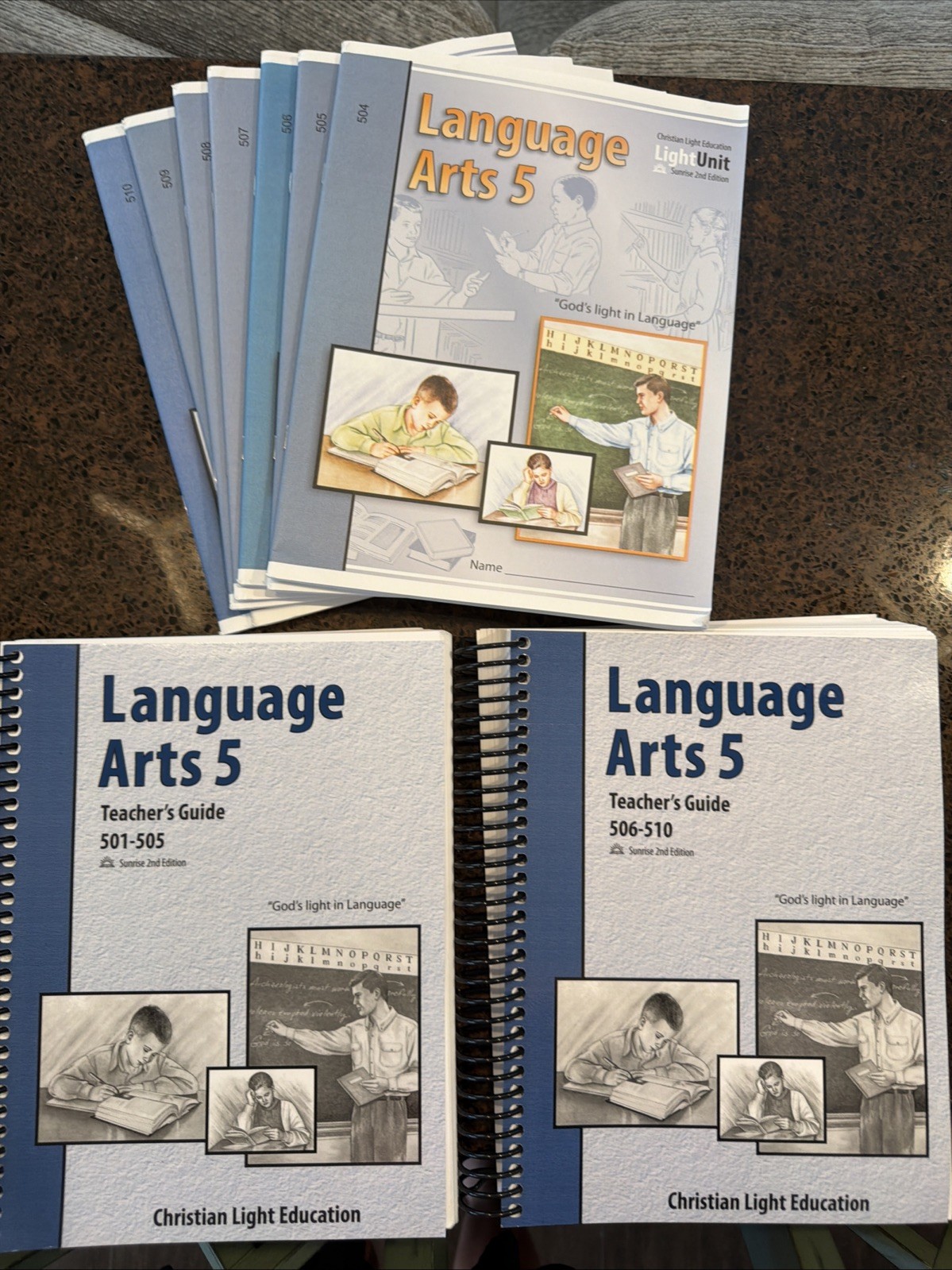 Christian Light Language Arts Grade 5 Teacher’s Guides Plus 504-510 Workbooks