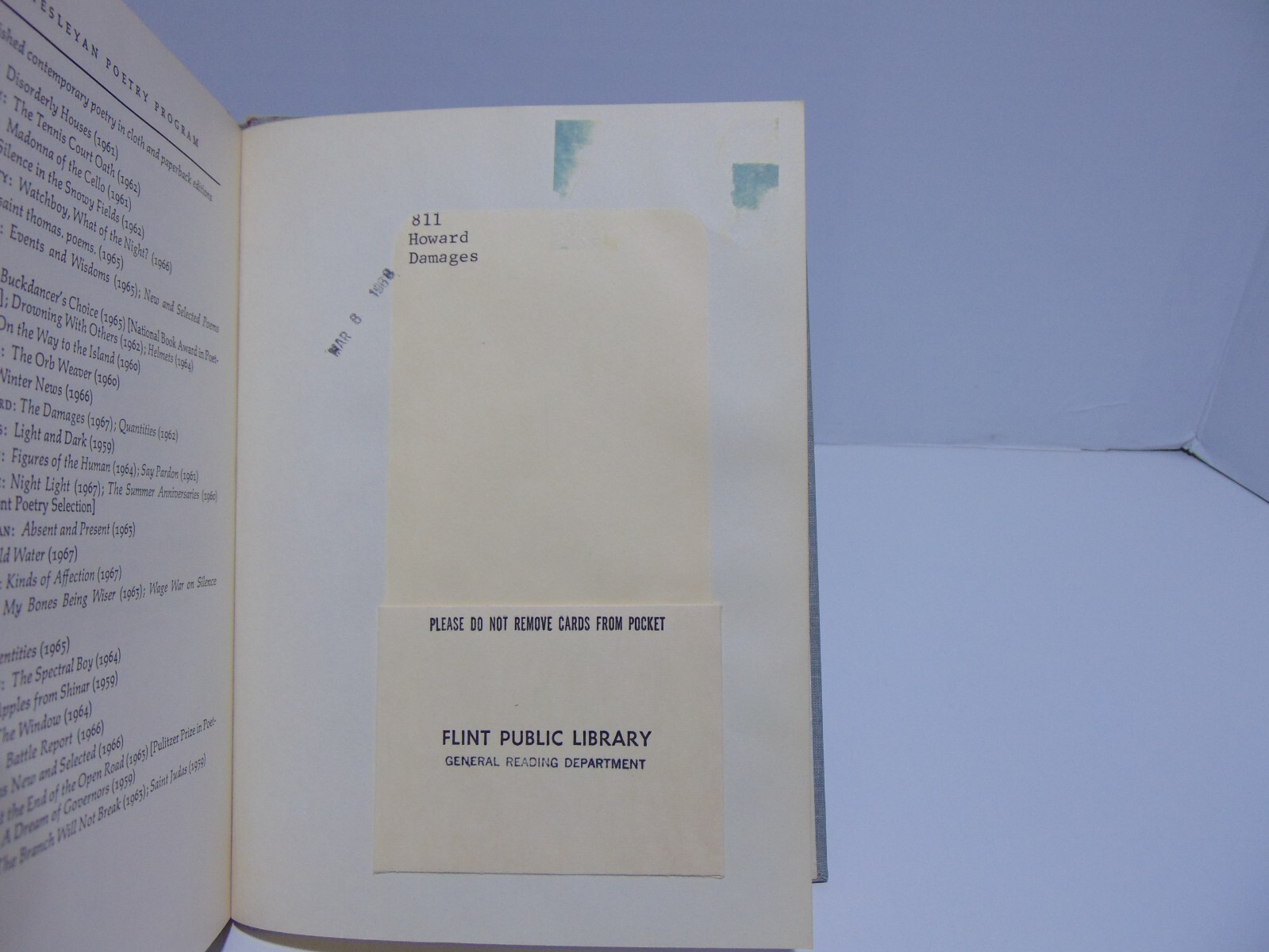 The Damages: Poems by Richard Howard (1967, Hardcover) 1st Edition Ex-Library