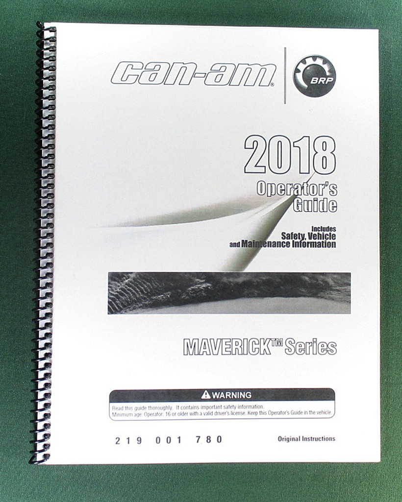 2018 Can-Am Maverick 1000R DPS Owner’s Manual: 163 Pages & Protective Covers