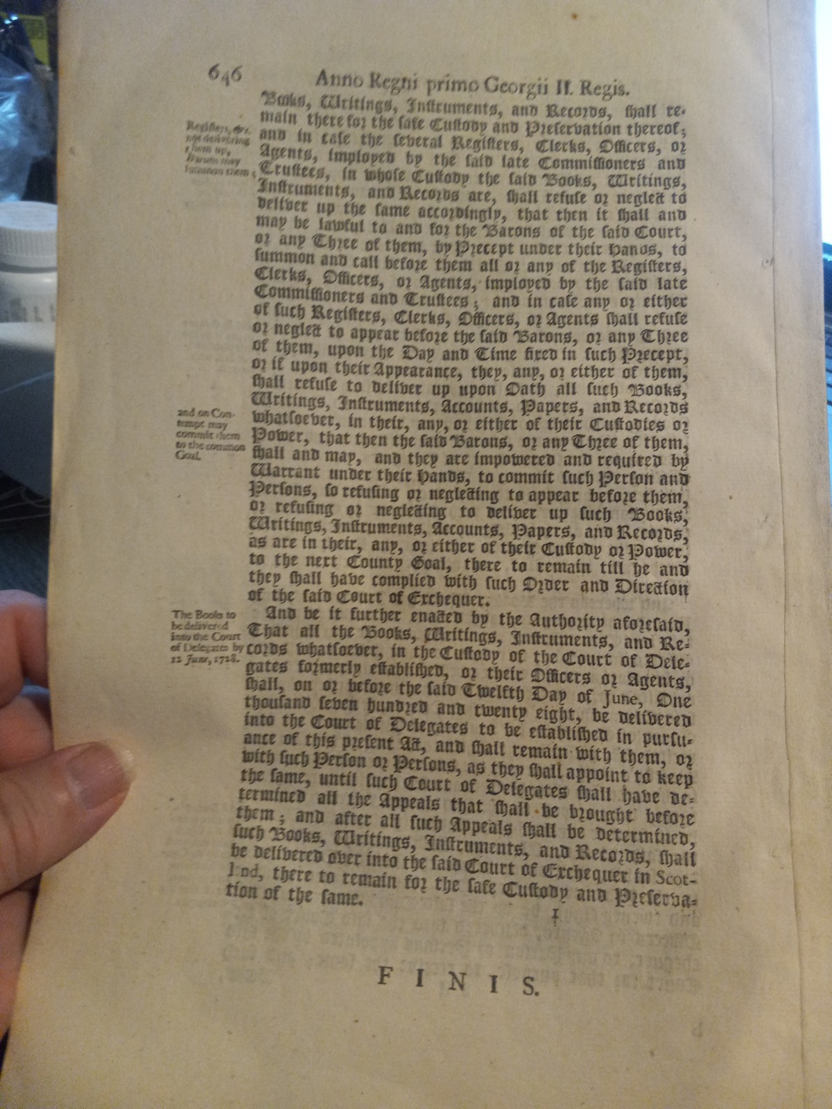 1728 KING GEORGE II PARLIAMENT ACT ON SCOTTISH ESTATE FORFEITURE 4 PAGE DOCUMENT