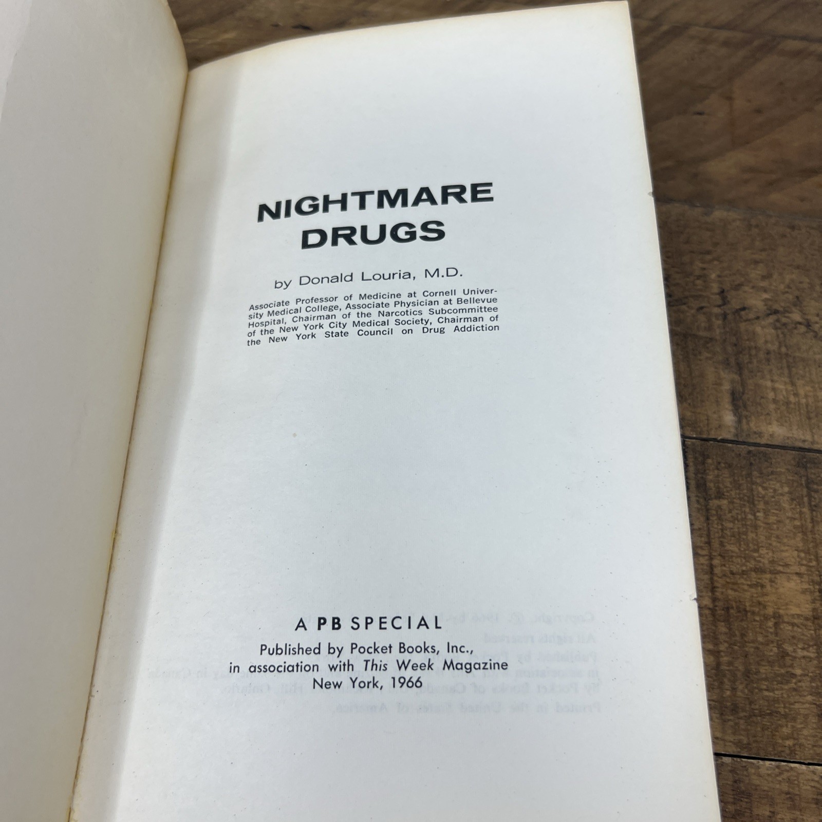 Nightmare Drugs Donald Louria MD LSD Pocket Books 1966 1st Edition Ex-Library