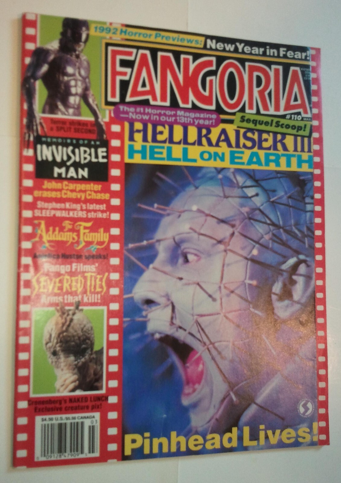 Fangoria #110 March 1992 Hellraiser Cvr Split Second Addams Family Naked Lunch